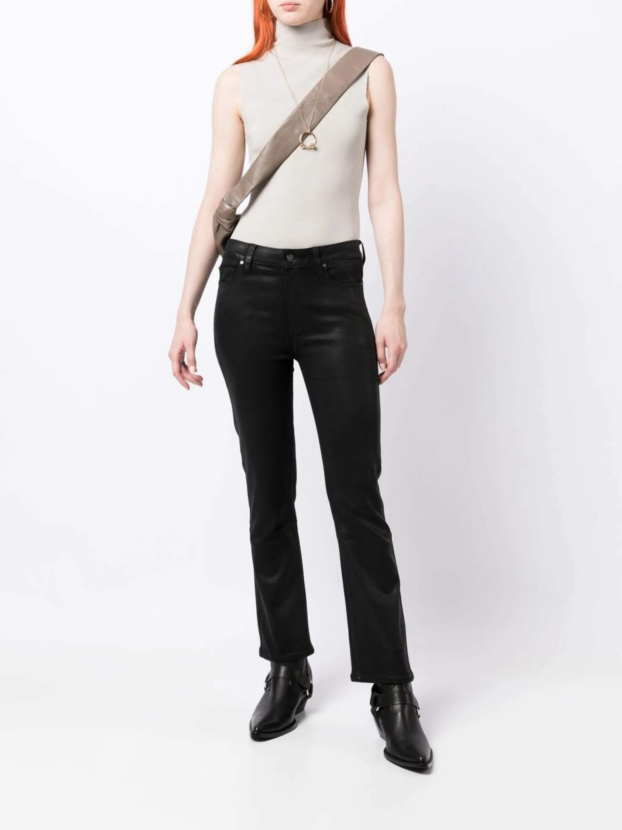 Claudine coated flared jeans