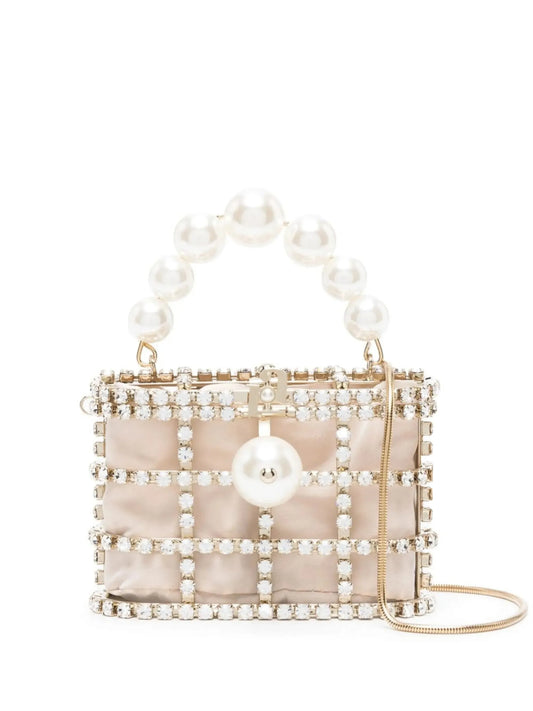 crystal-embellished caged mini bag