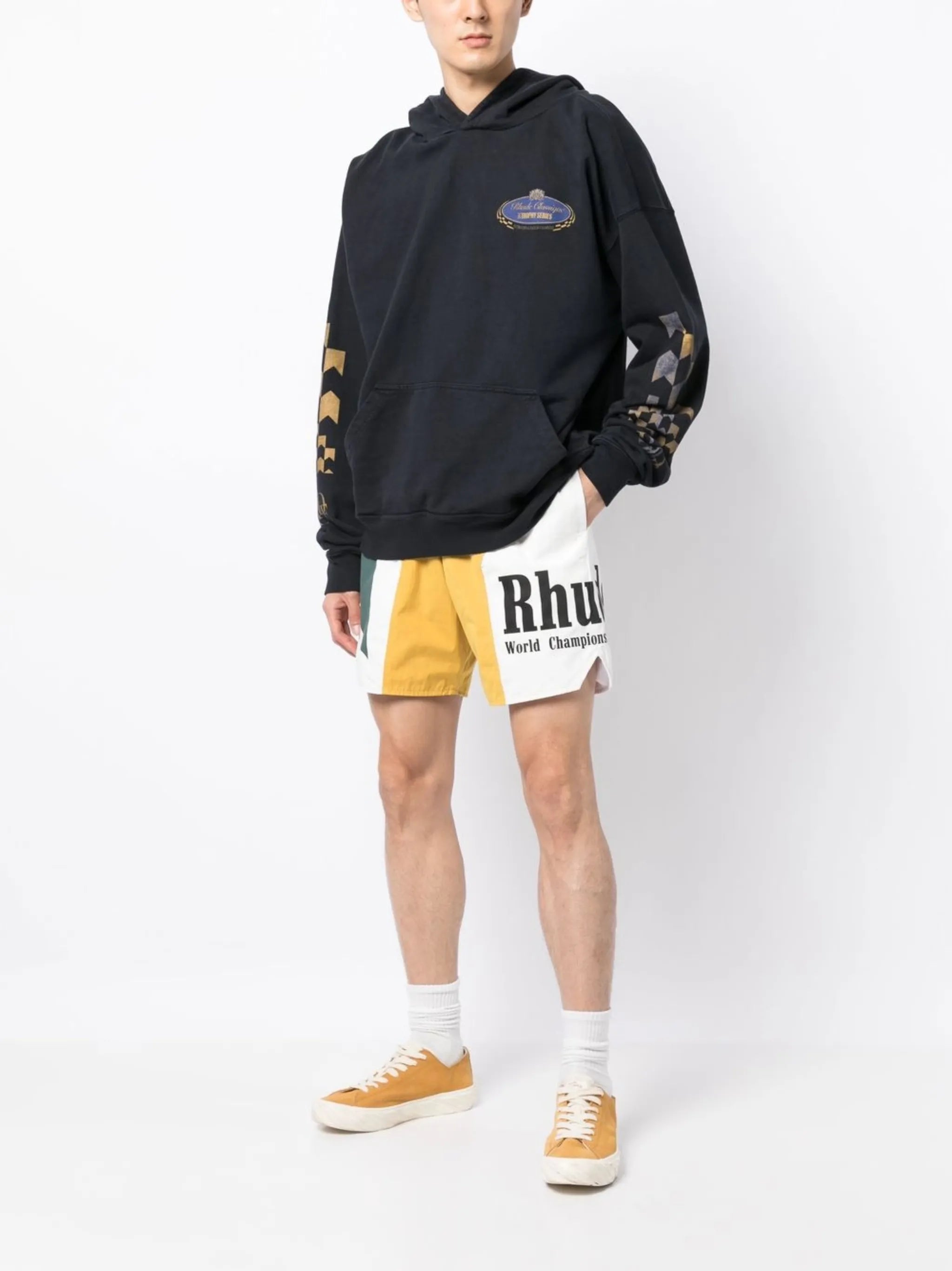 logo print track shorts