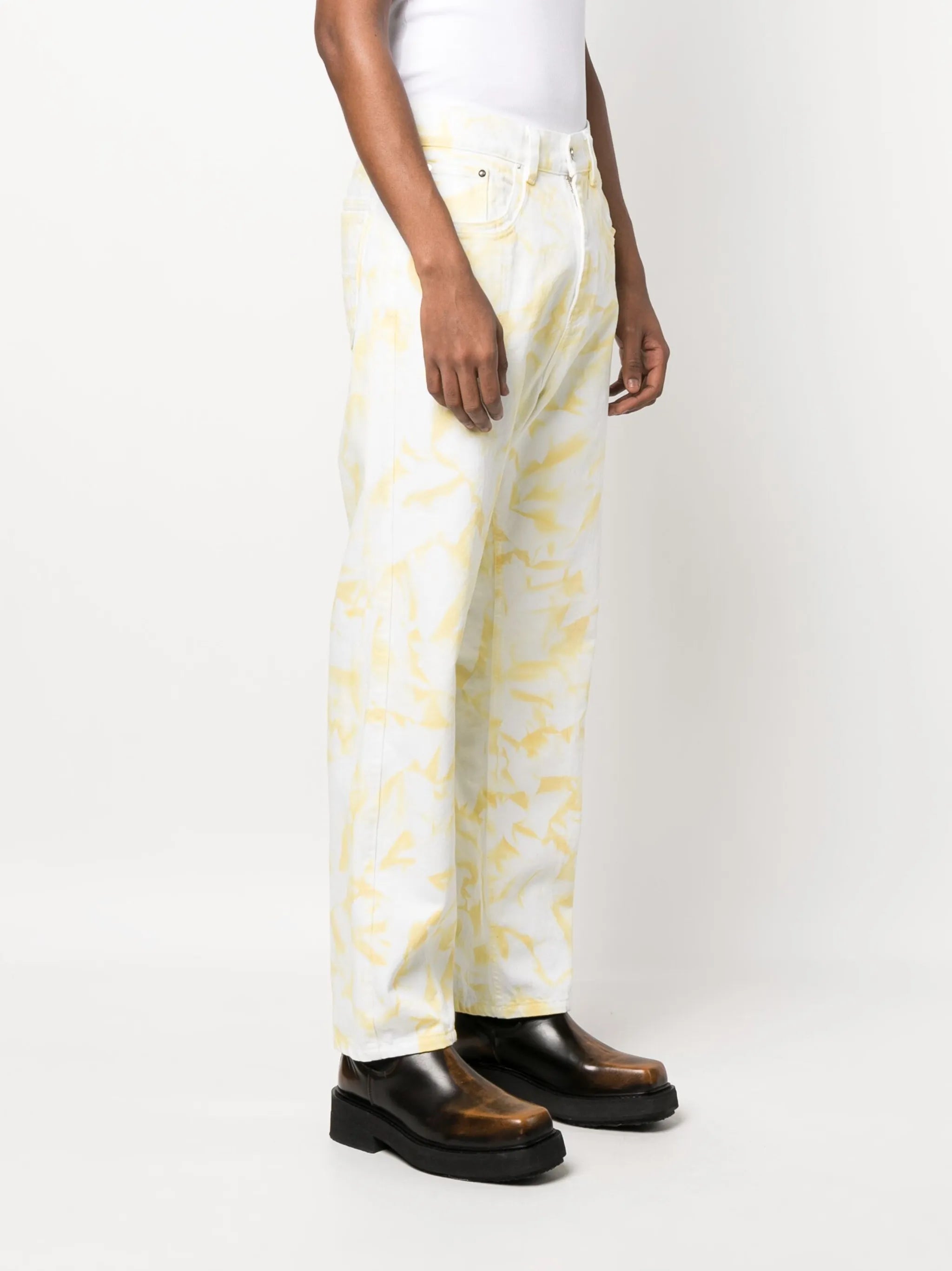 bleached-effect straight-leg jeans