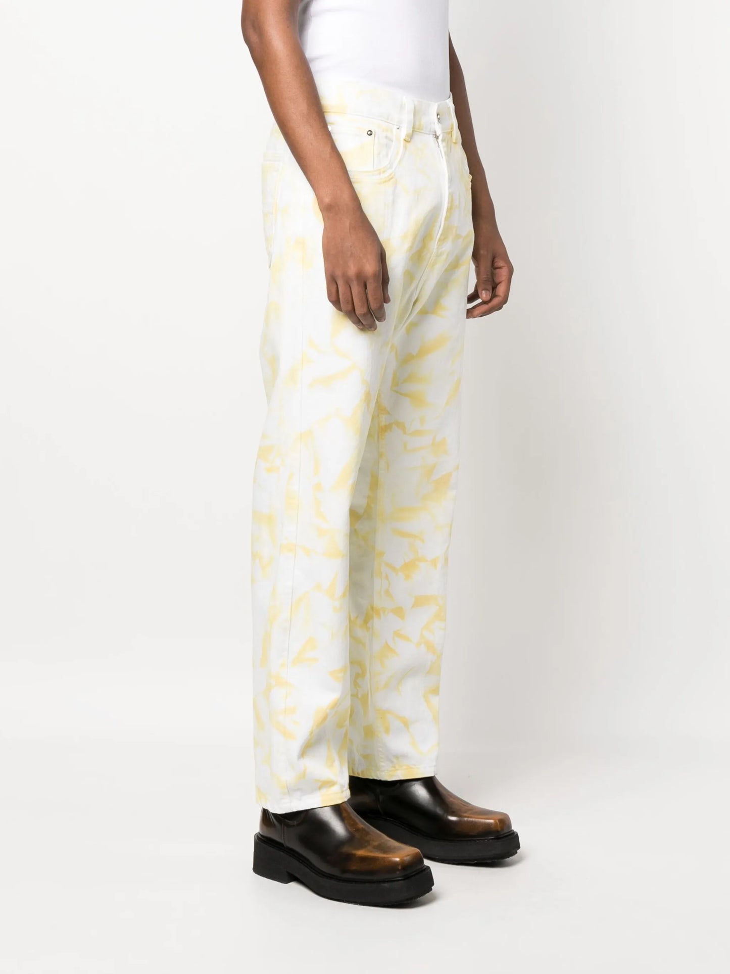 bleached-effect straight-leg jeans