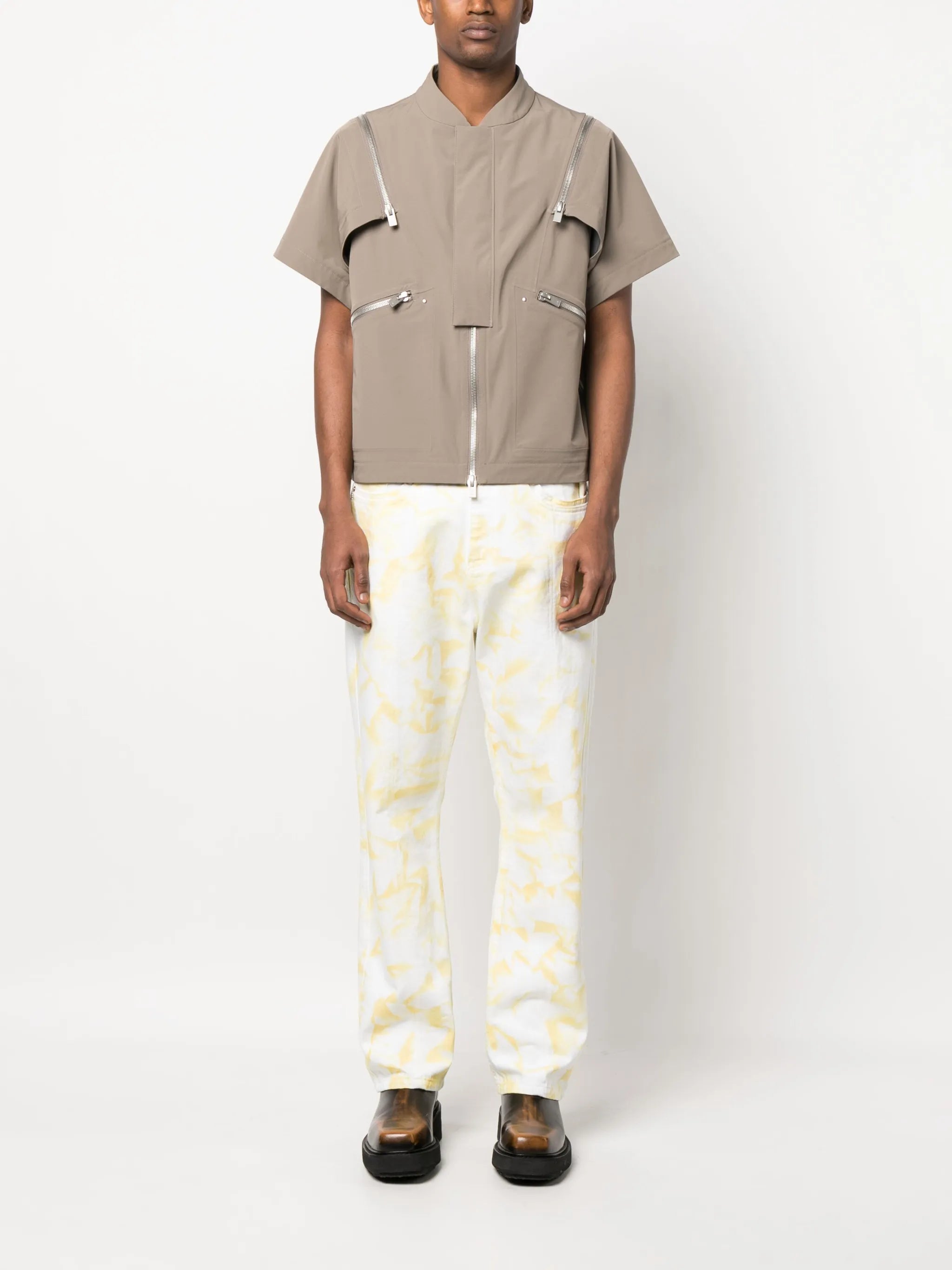 bleached-effect straight-leg jeans