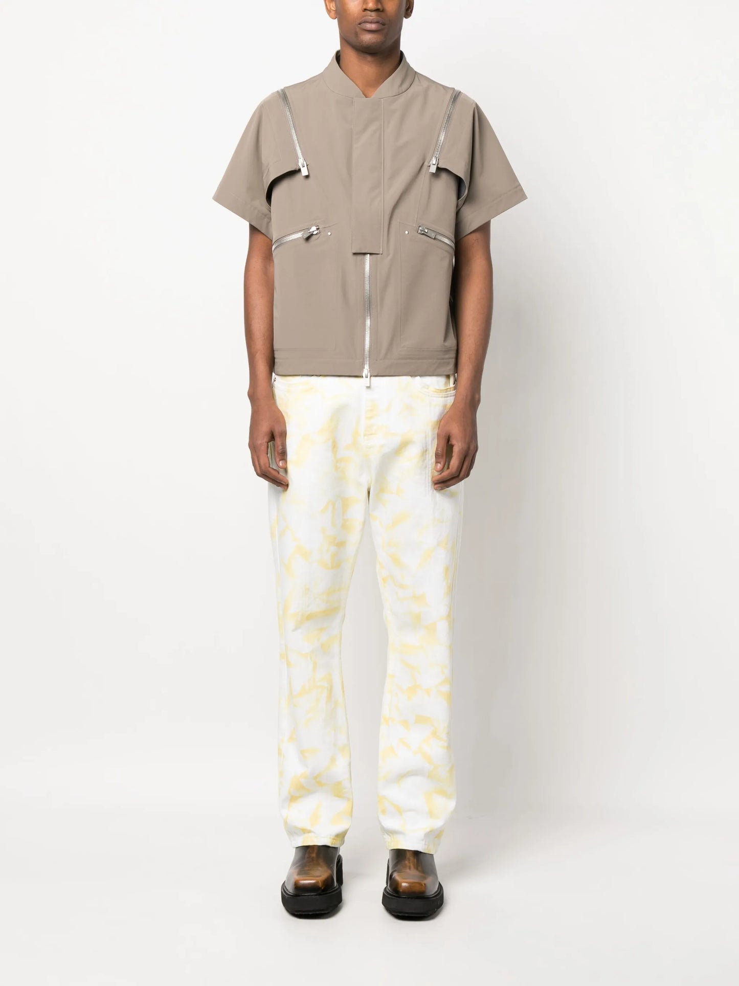 bleached-effect straight-leg jeans