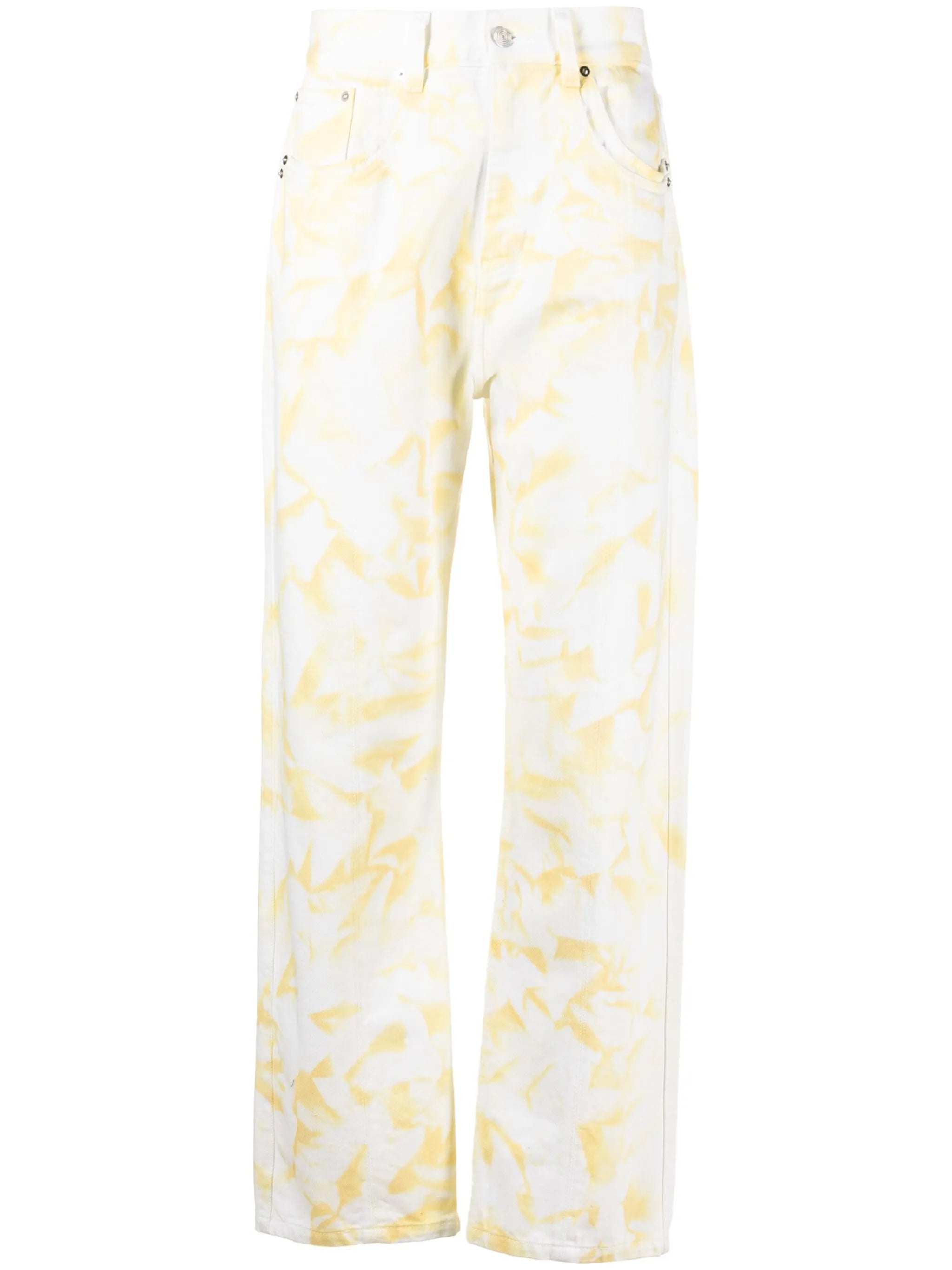 bleached-effect straight-leg jeans
