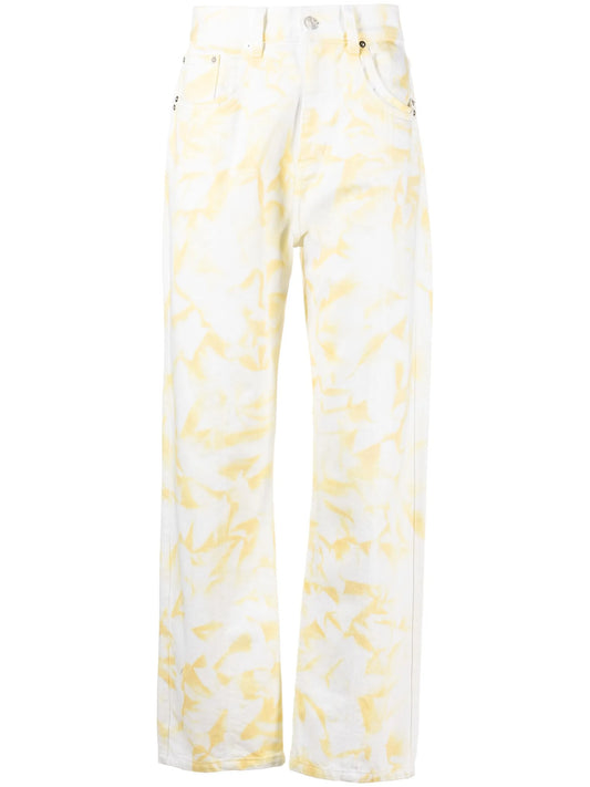 bleached-effect straight-leg jeans