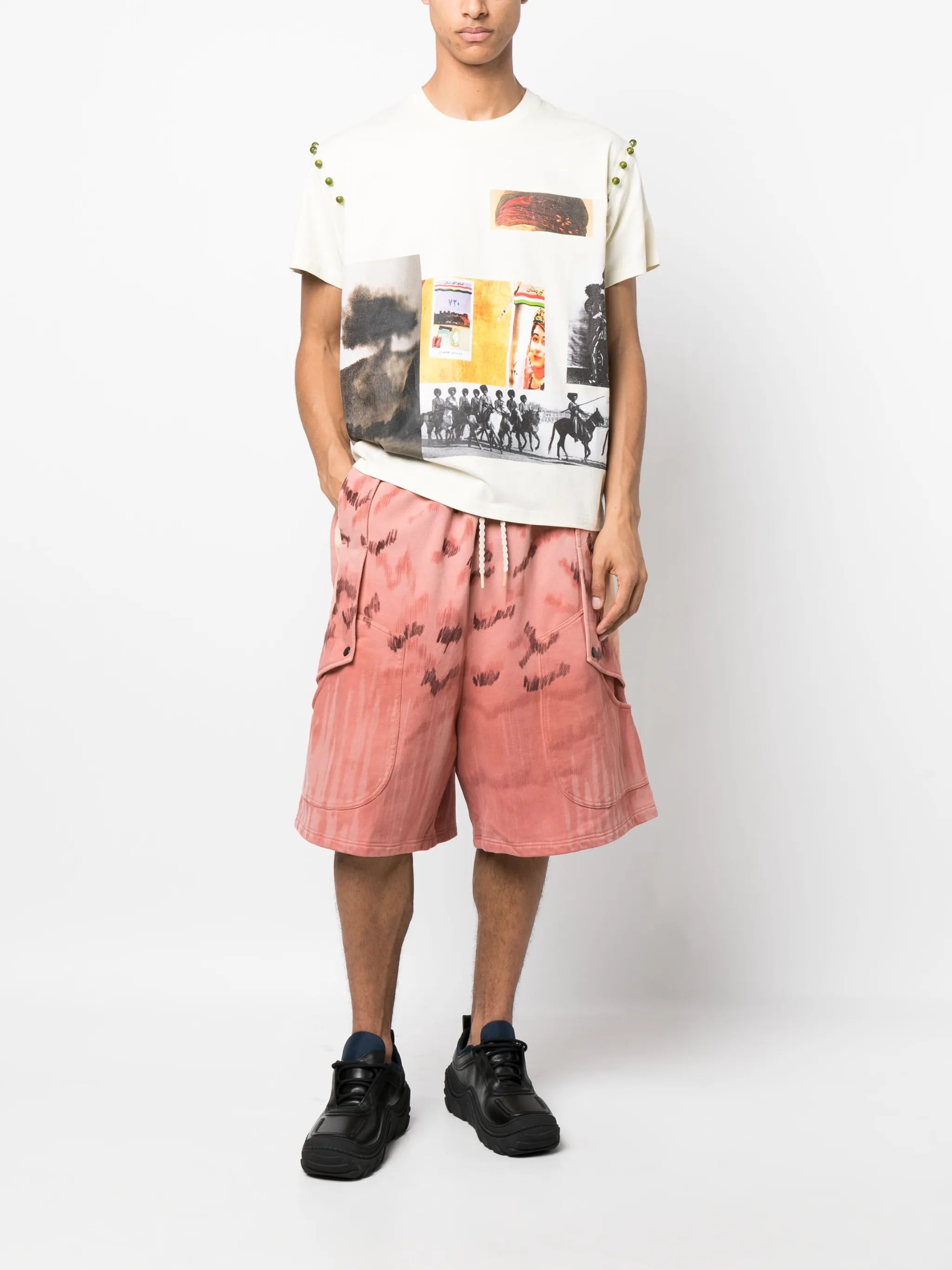 painterly-print cotton bermuda shorts