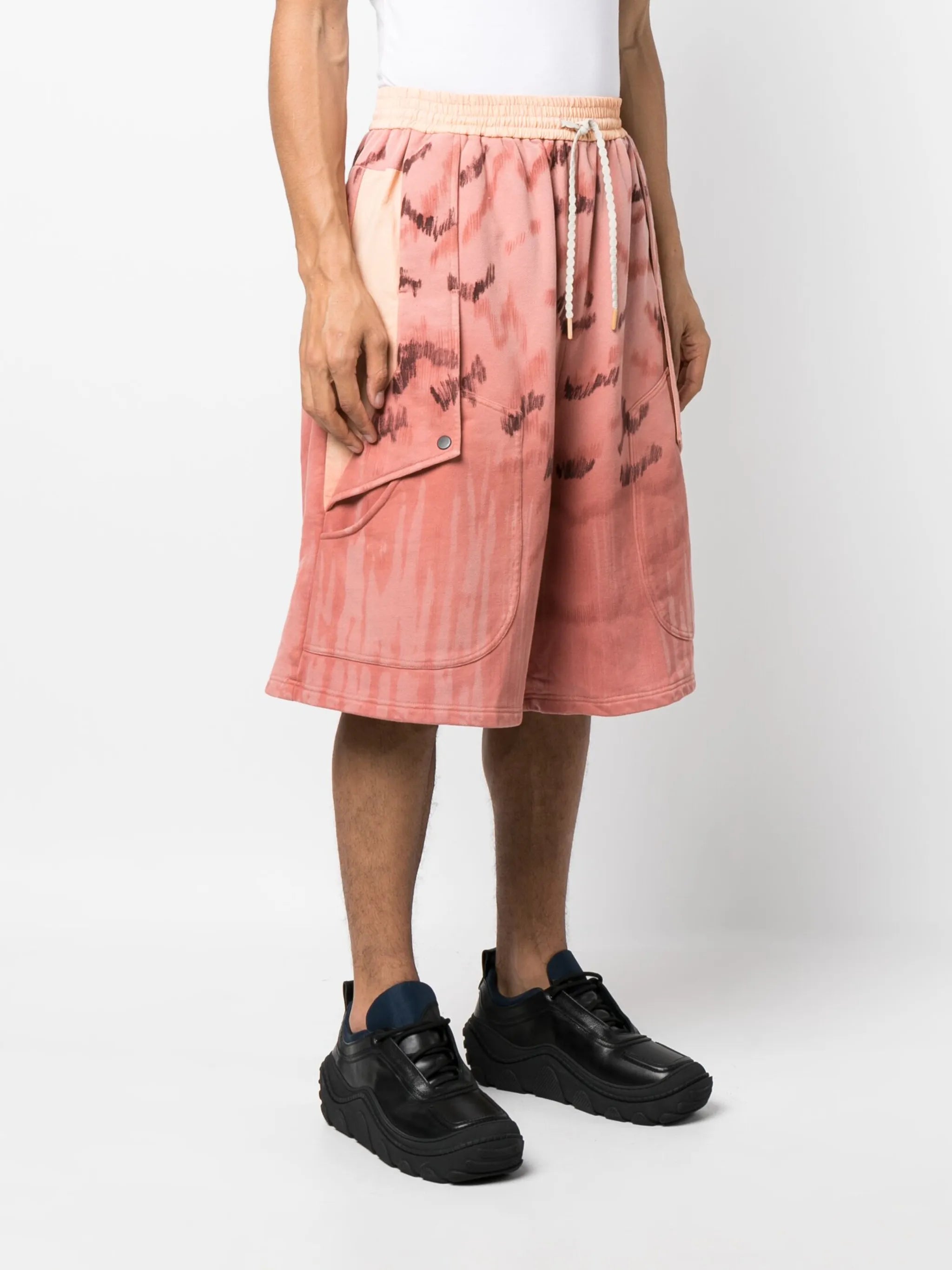 painterly-print cotton bermuda shorts