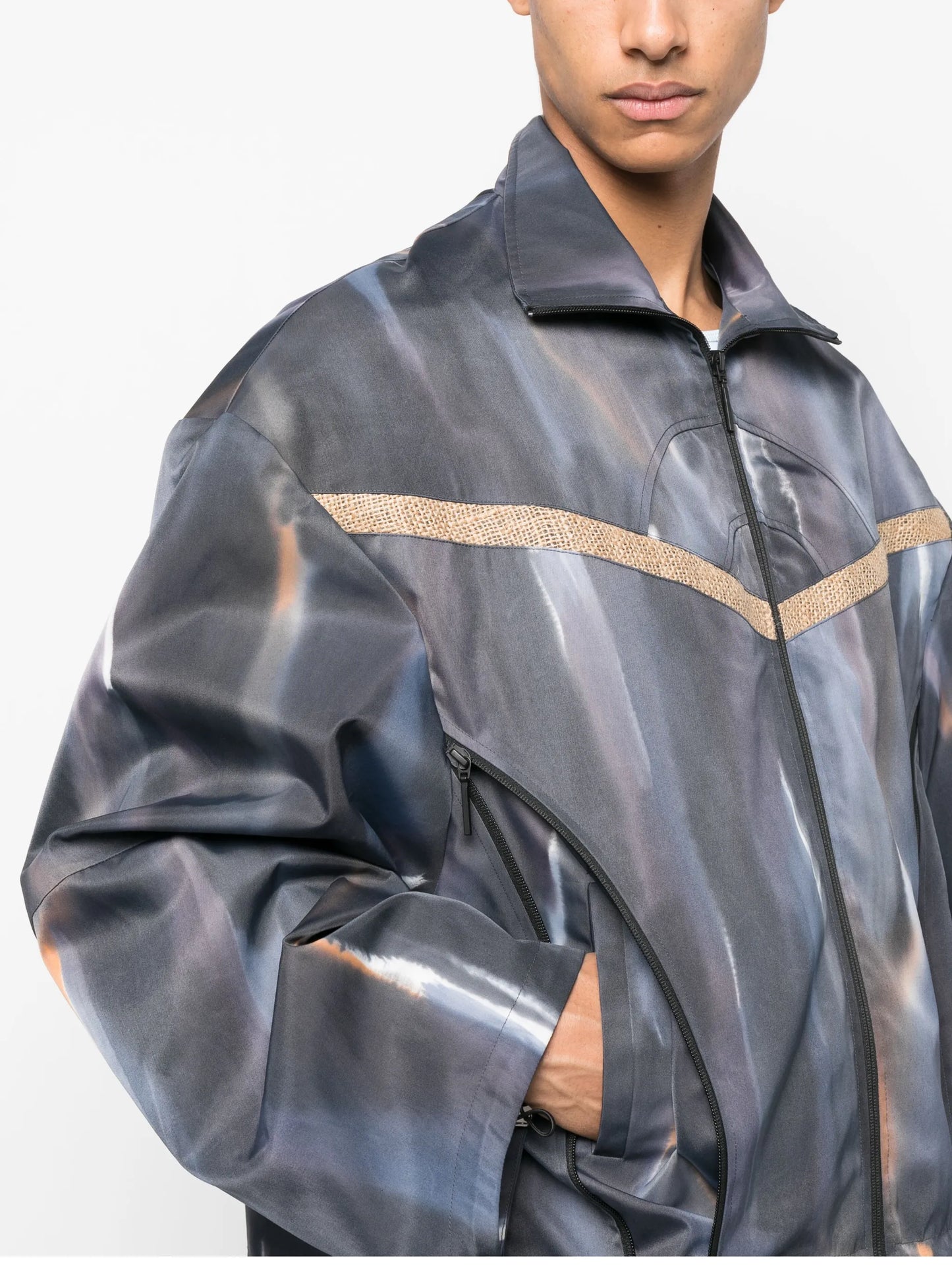 abstract-print oversized jacket