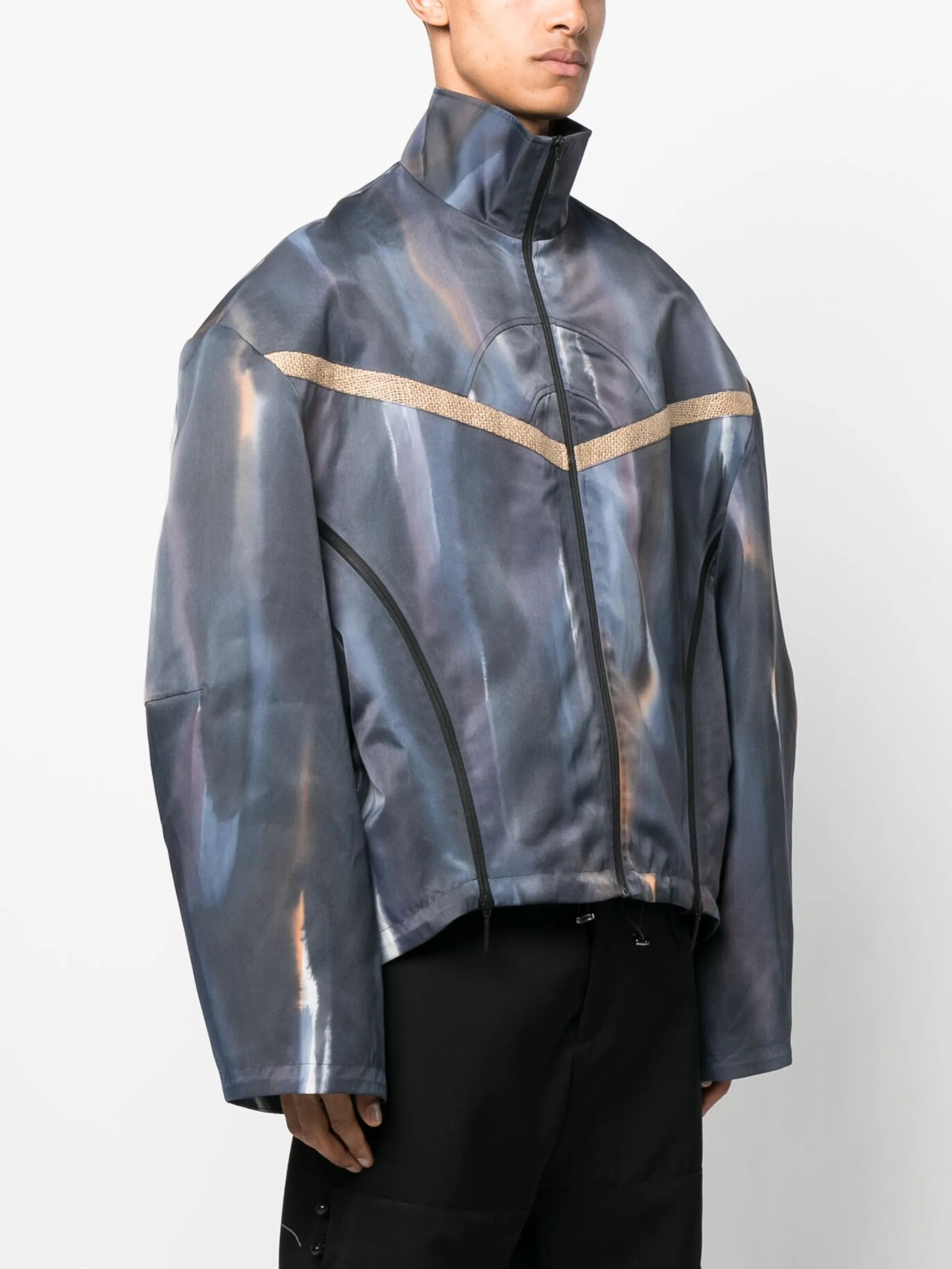 abstract-print oversized jacket