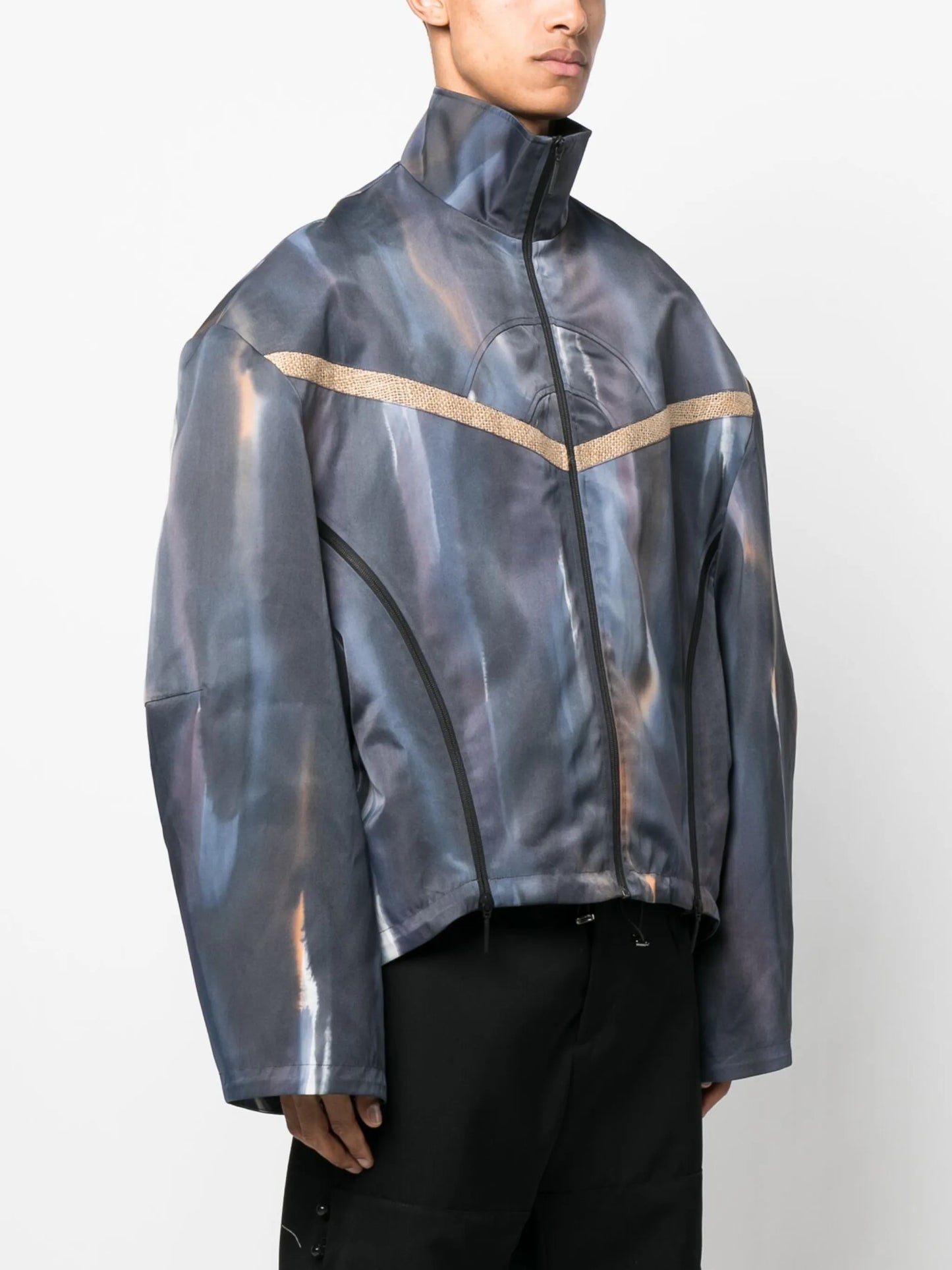 abstract-print oversized jacket