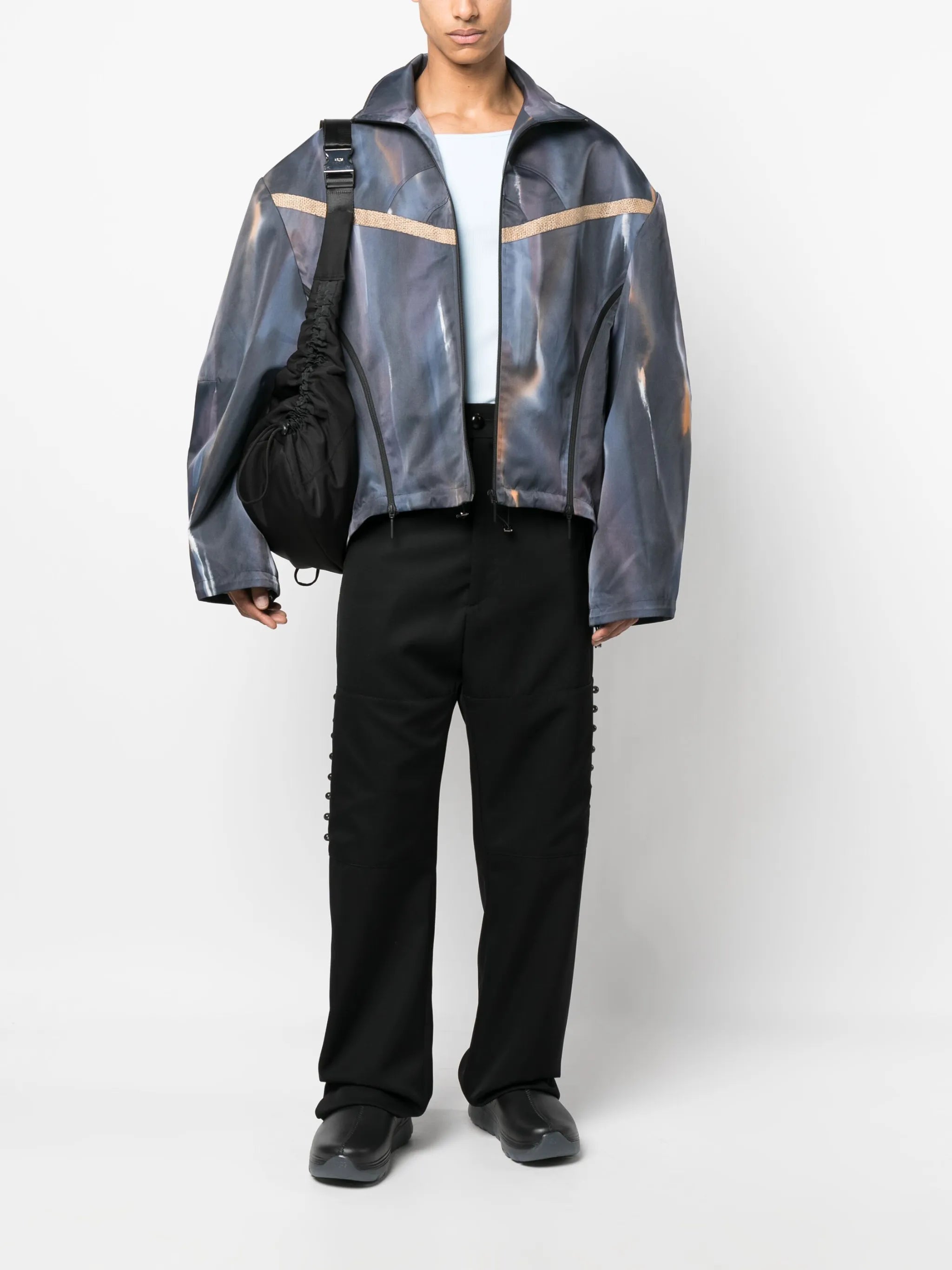 abstract-print oversized jacket