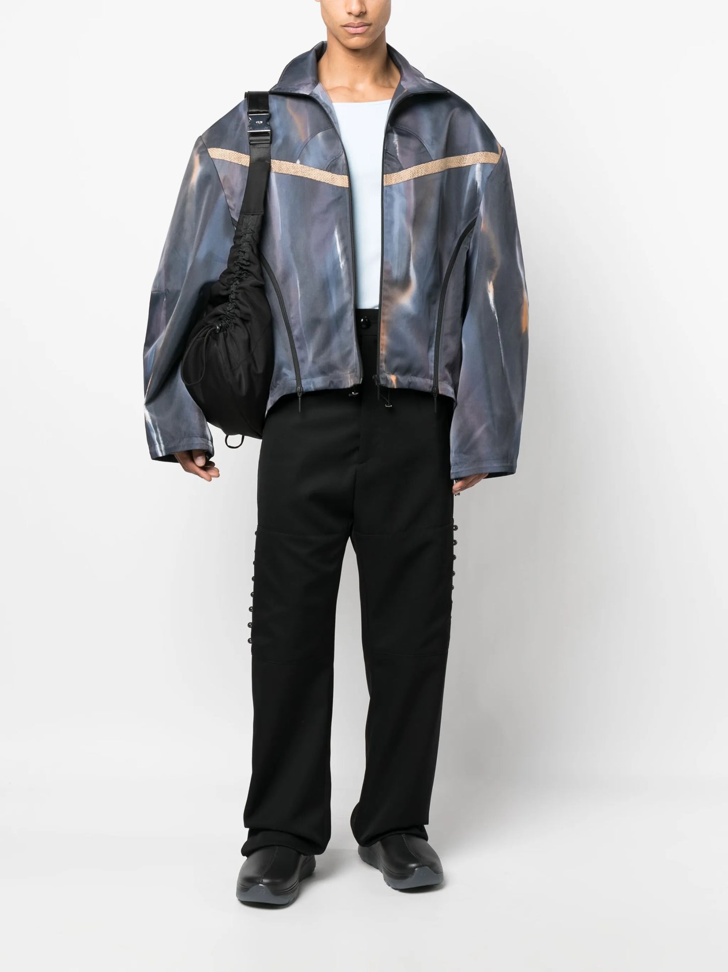 abstract-print oversized jacket