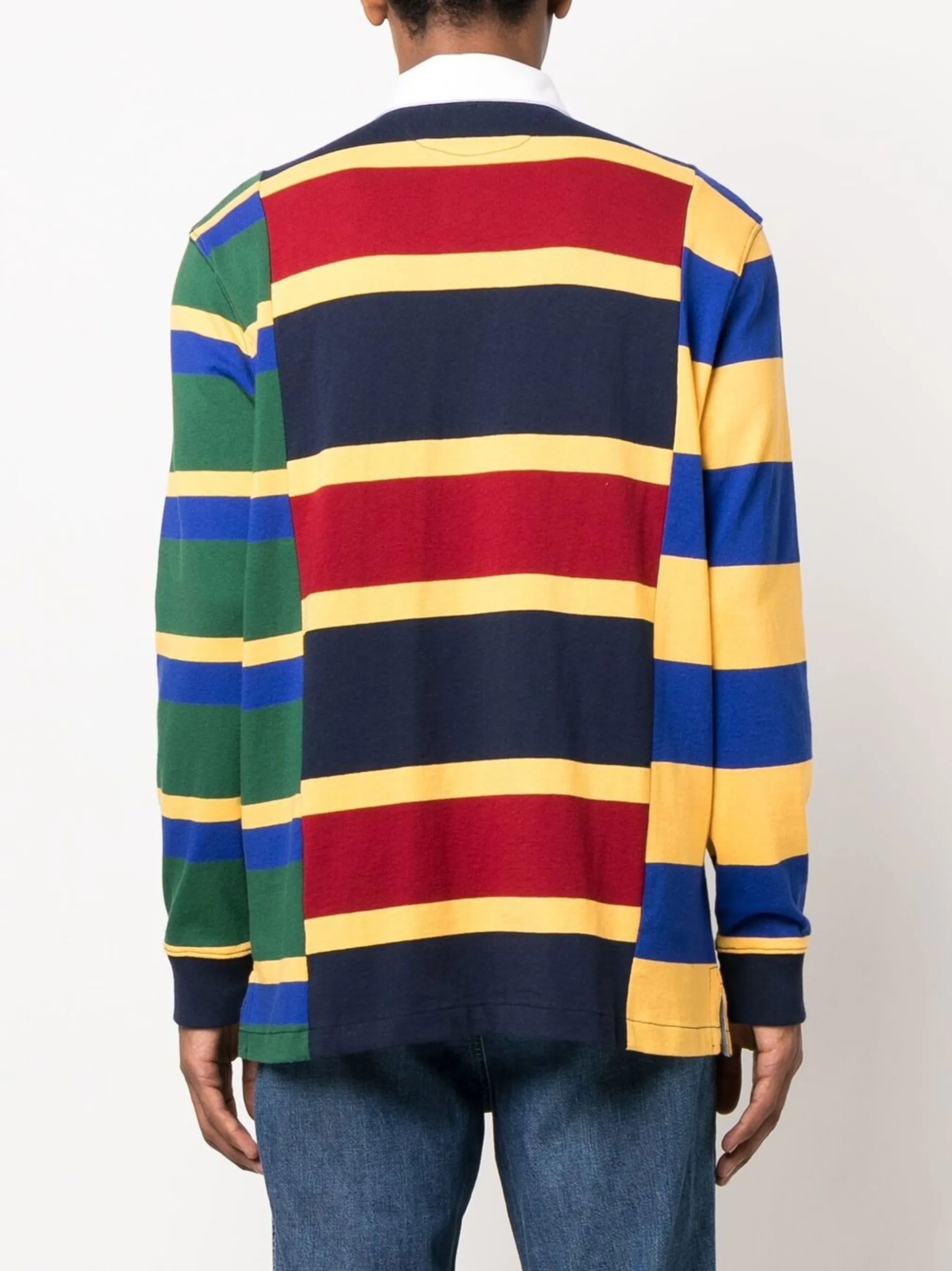 striped long-sleeved polo shirt