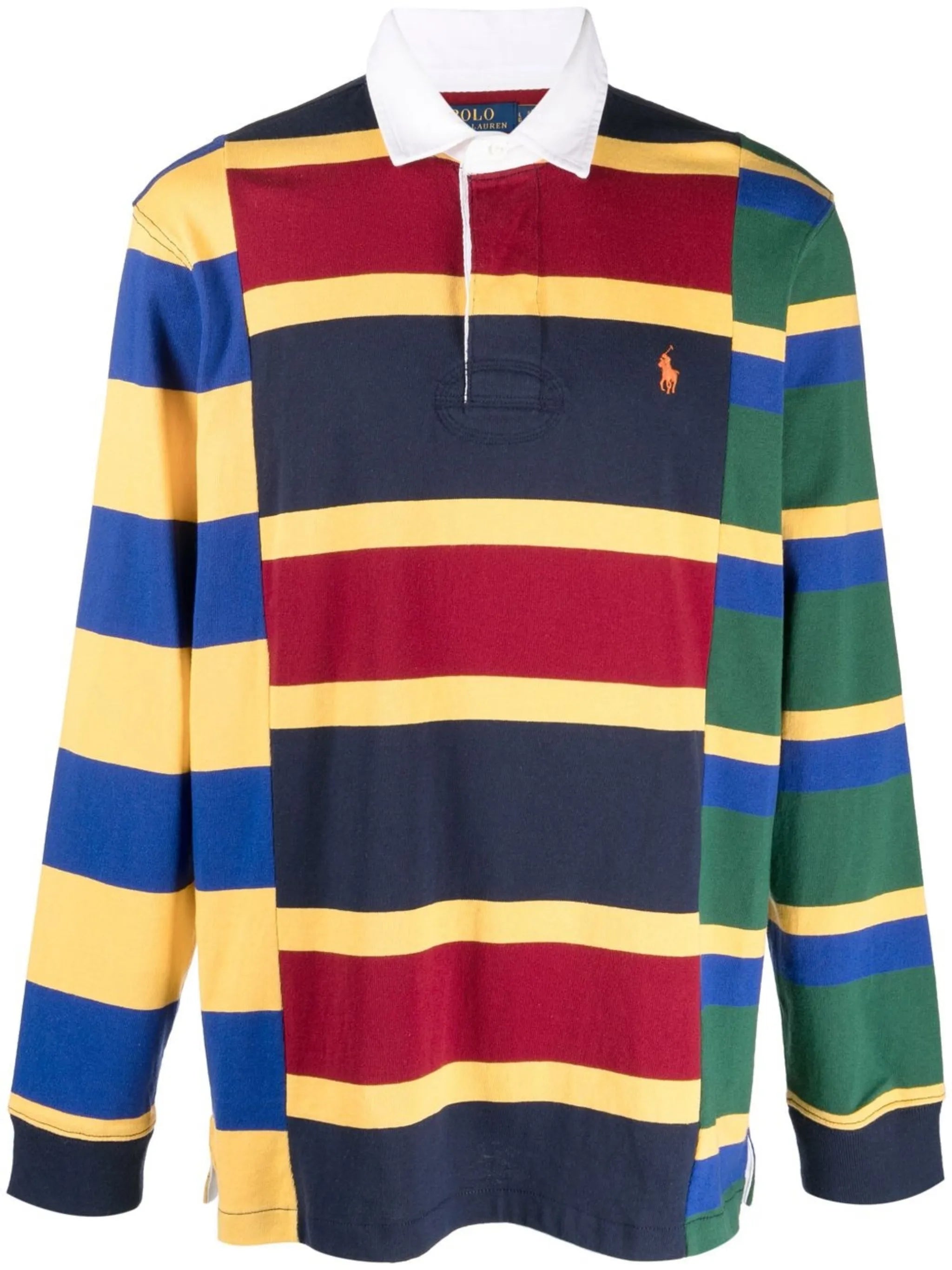 striped long-sleeved polo shirt
