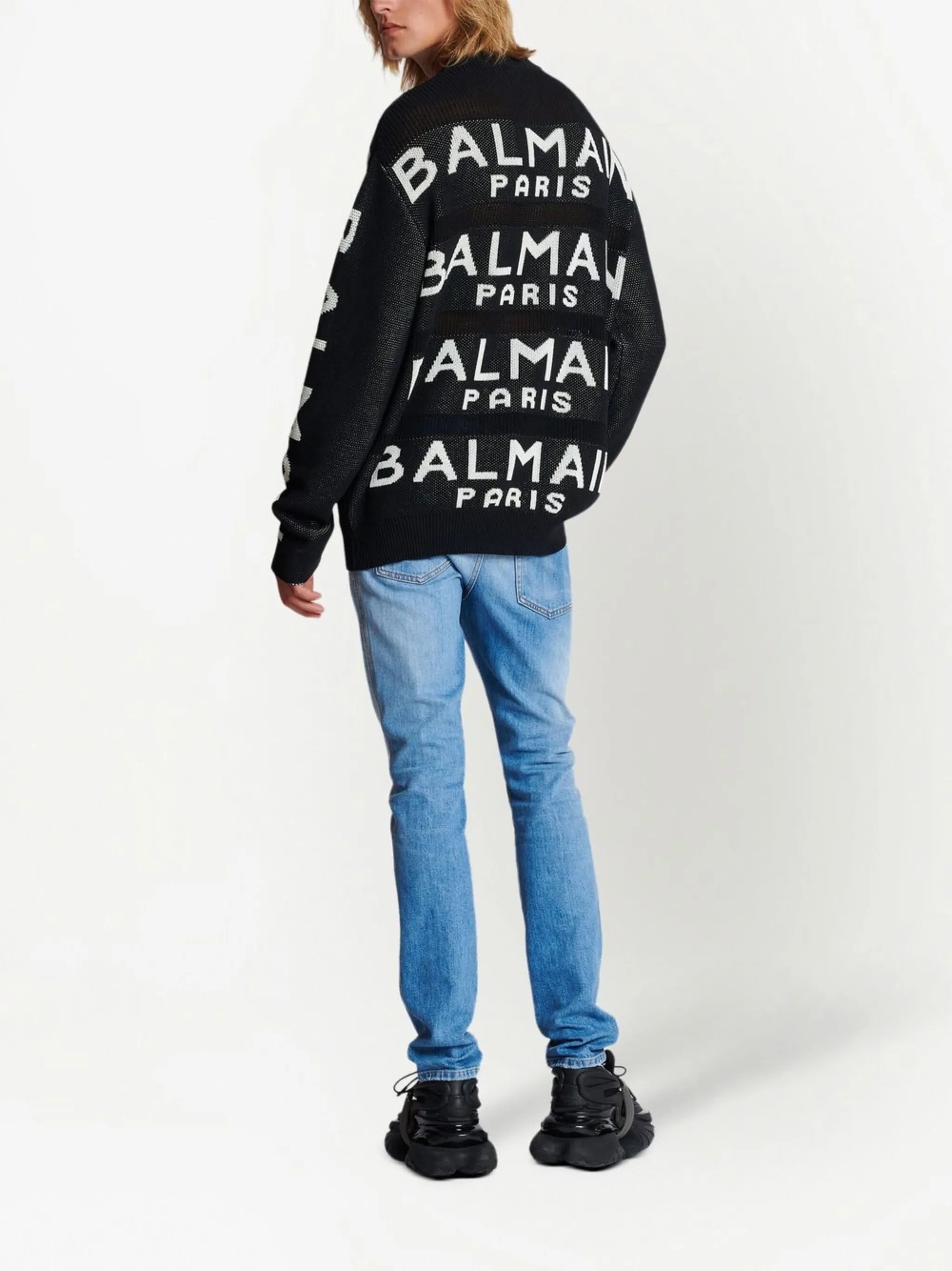 logo-intarsia knitted jumper