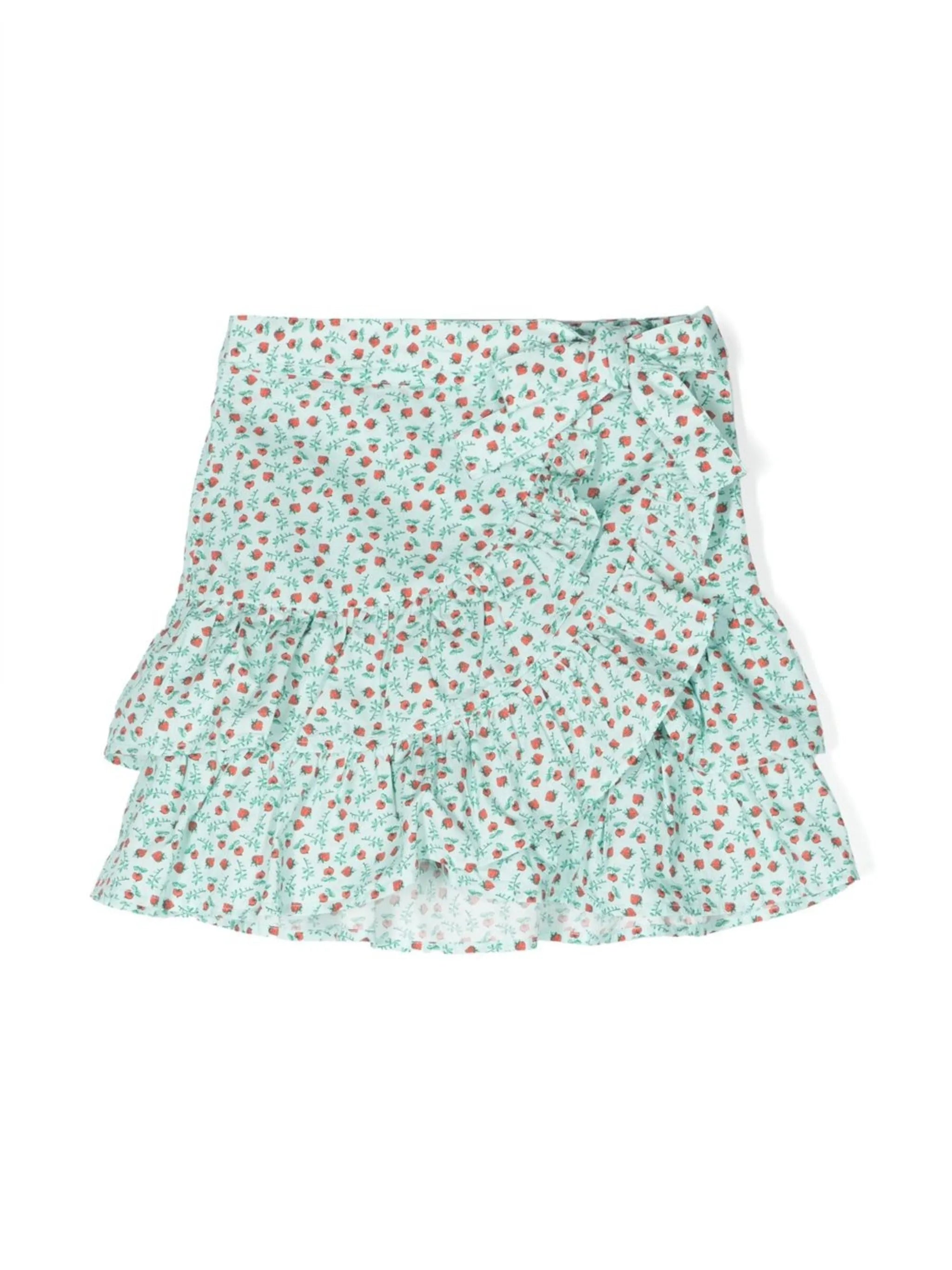 floral-print ruffled mini skirt
