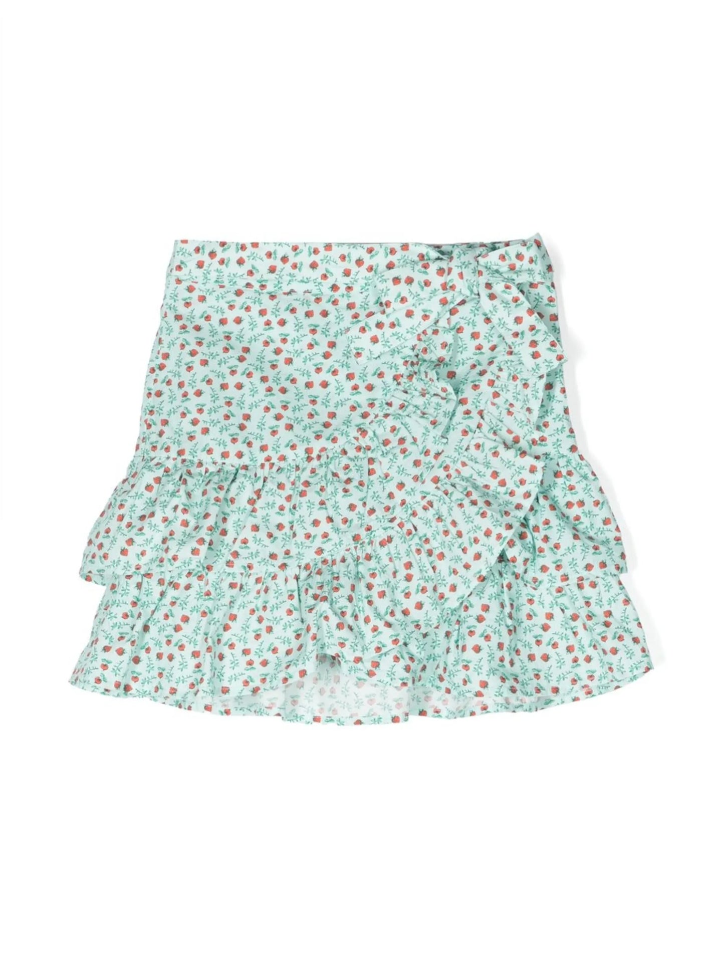 floral-print ruffled mini skirt