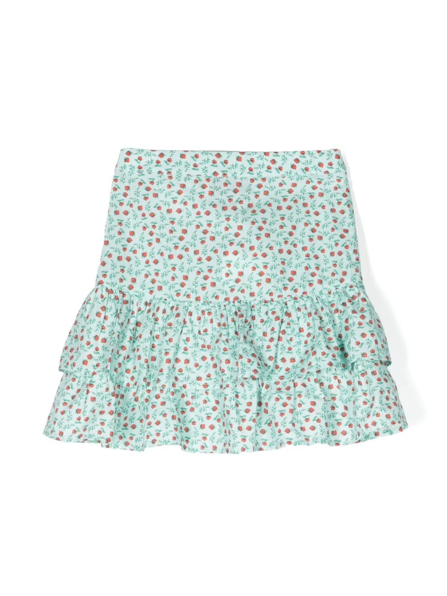 floral-print ruffled mini skirt
