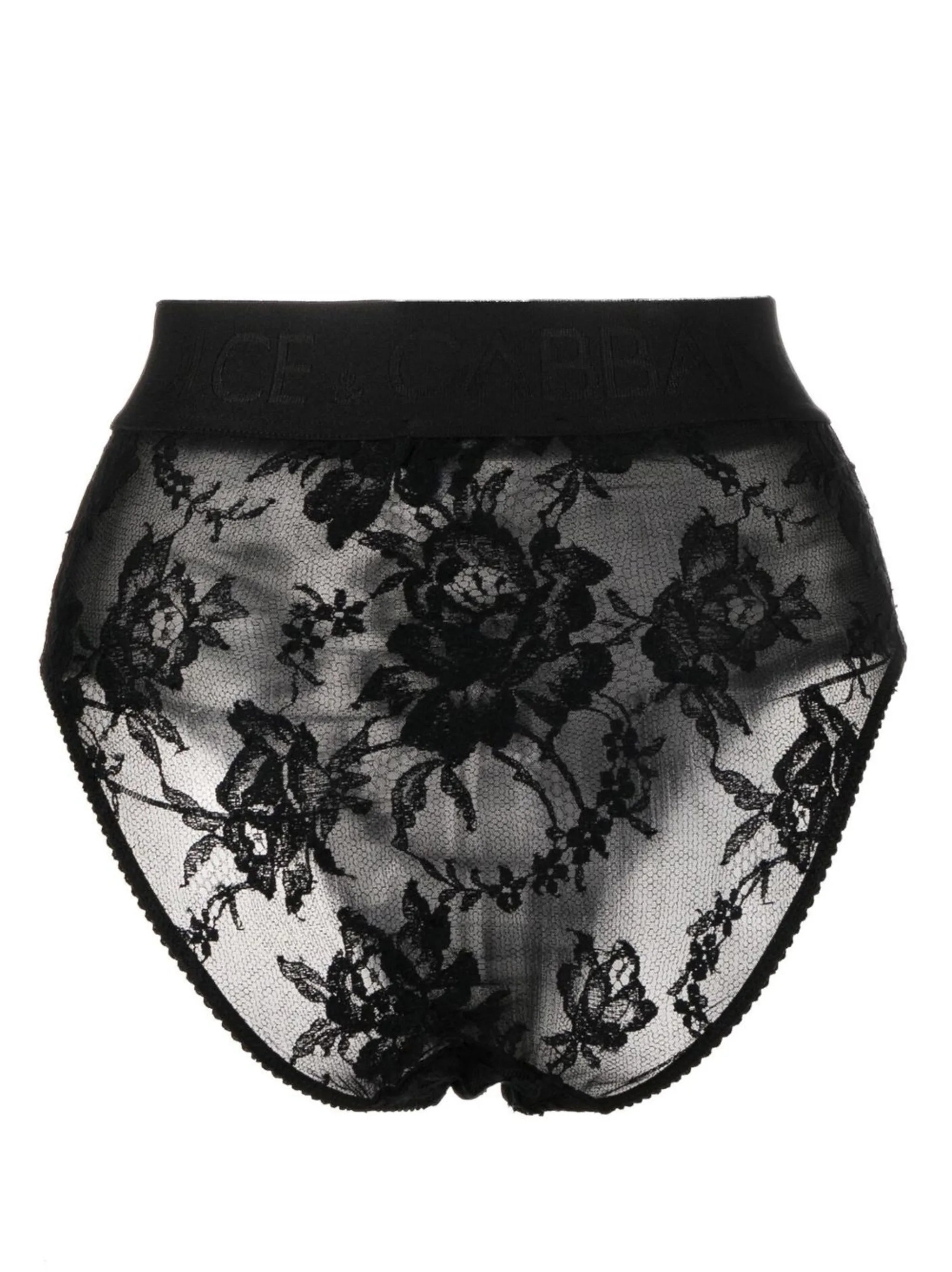 floral-lace high-waist briefs