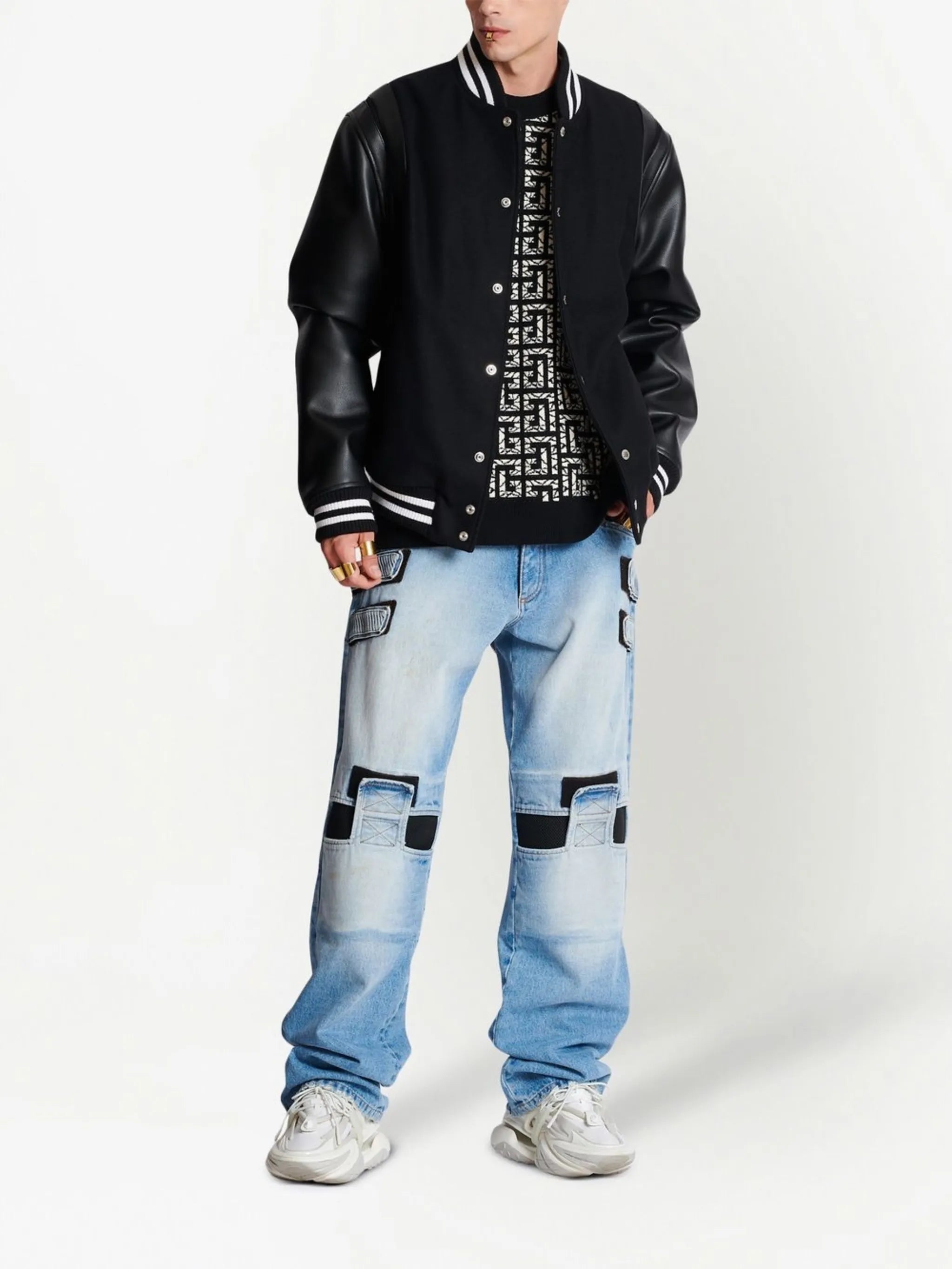 rear logo-patch detail bomber jacket