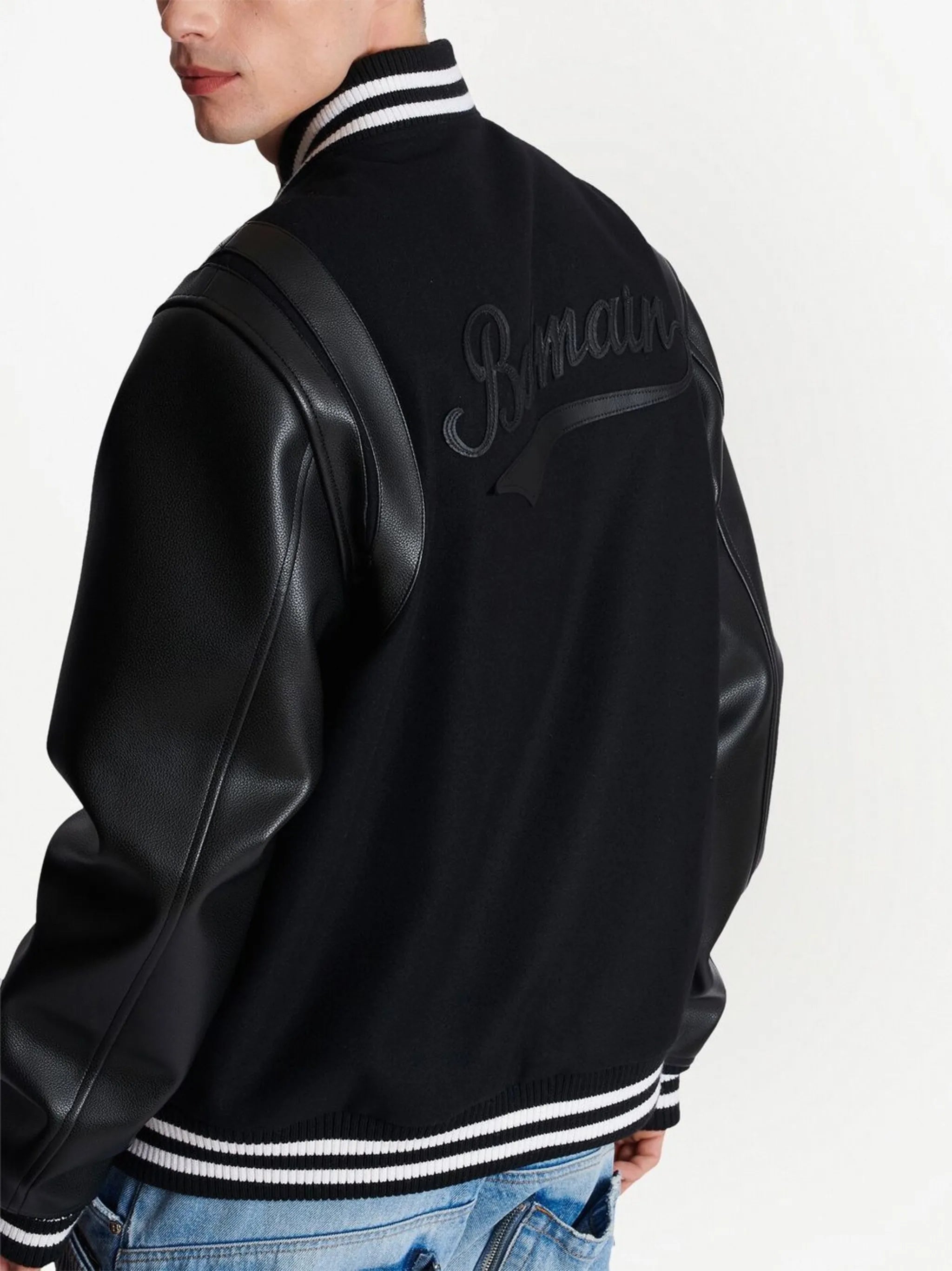 rear logo-patch detail bomber jacket