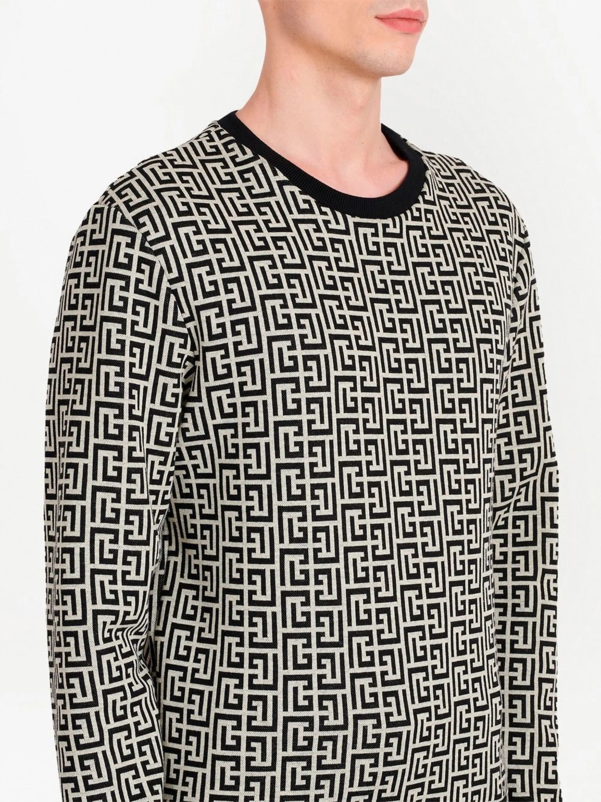 monogram-pattern crew-neck jumper