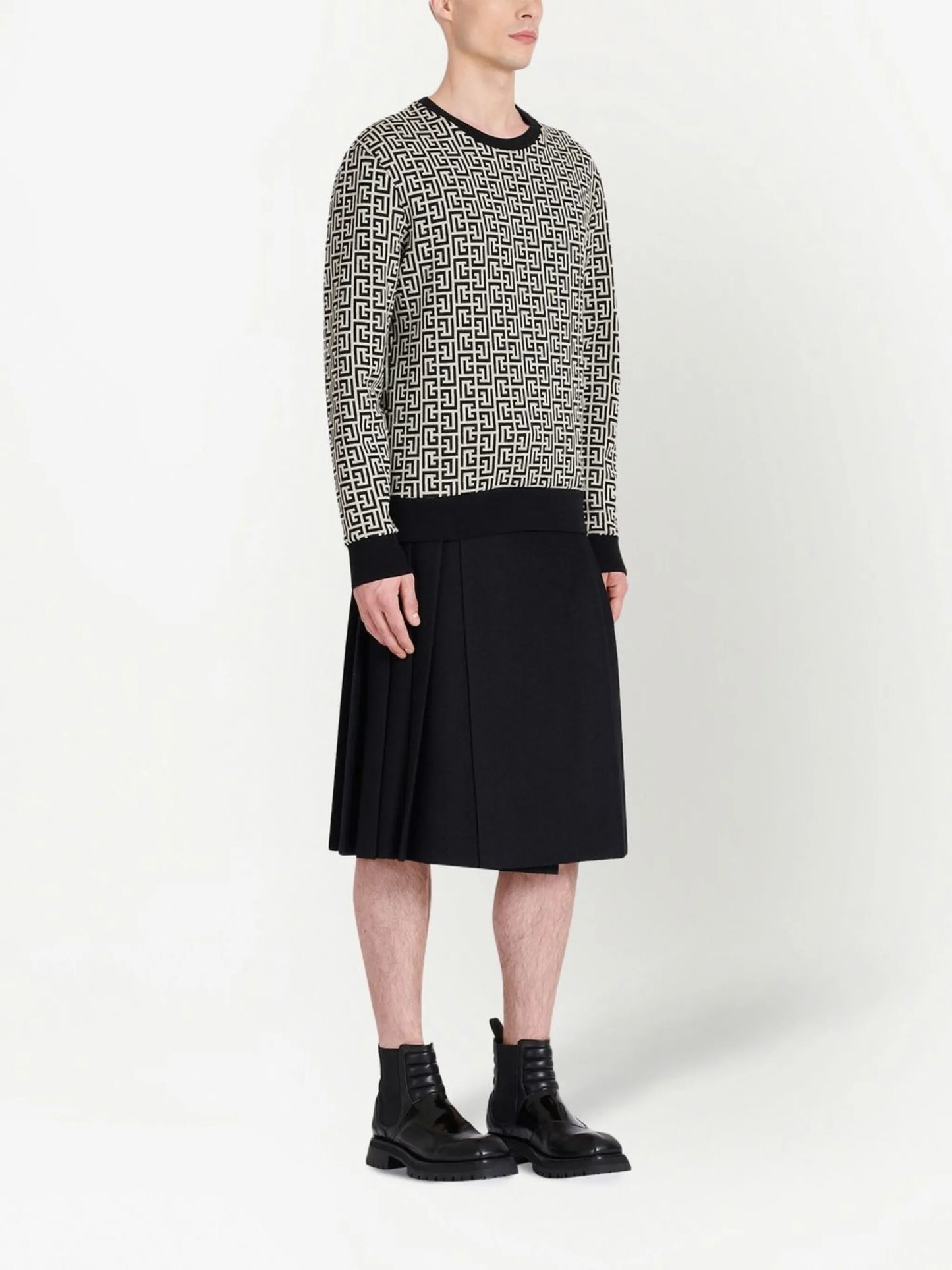 monogram-pattern crew-neck jumper