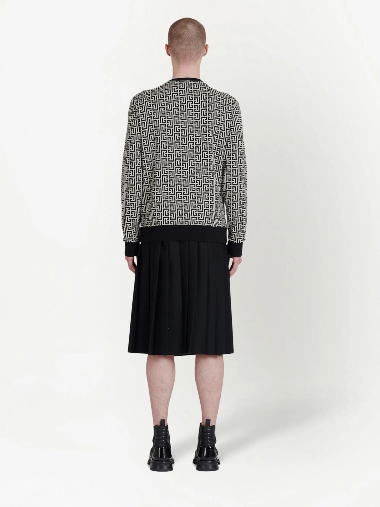 monogram-pattern crew-neck jumper