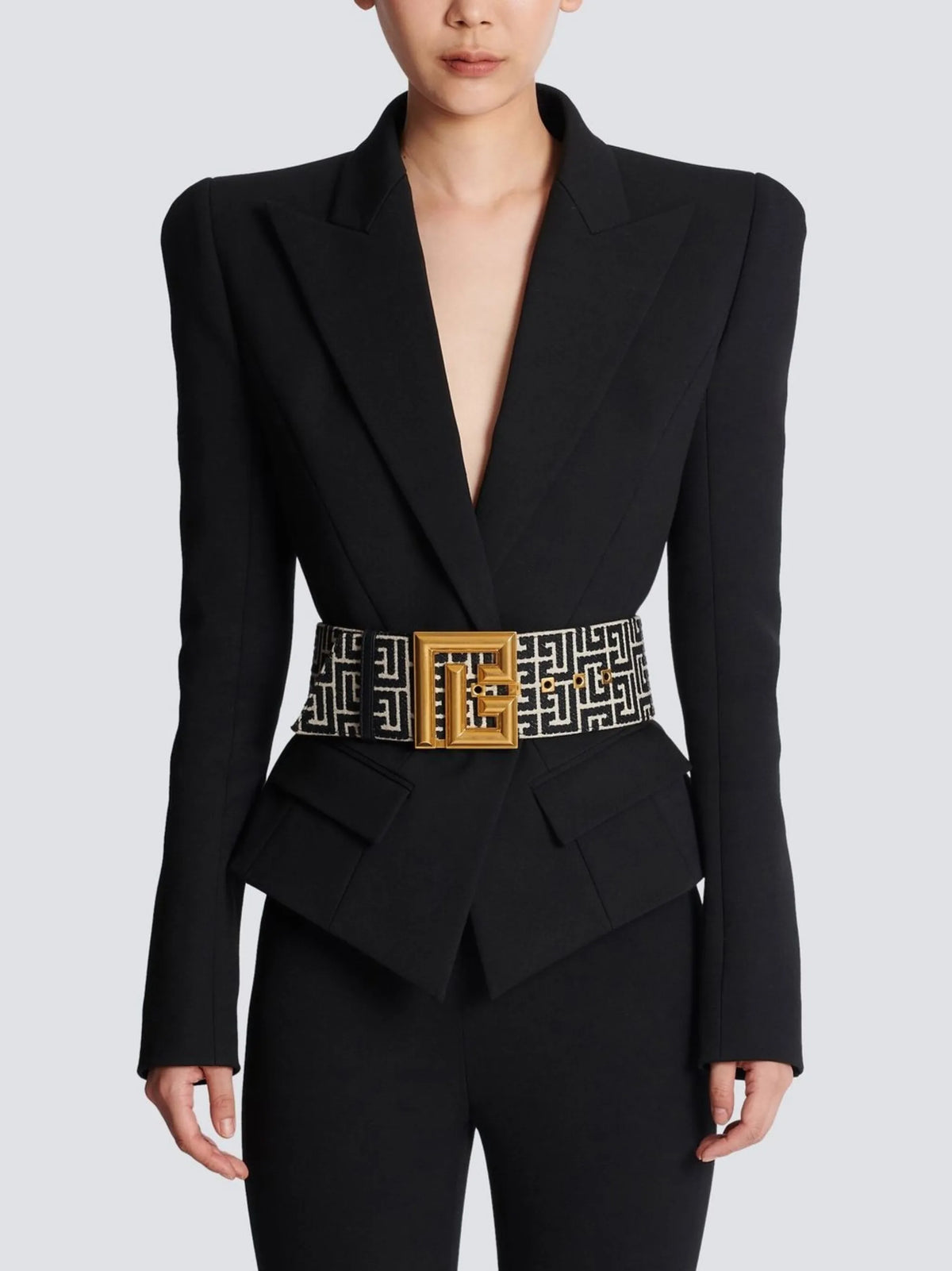 monogram-pattern wide belt