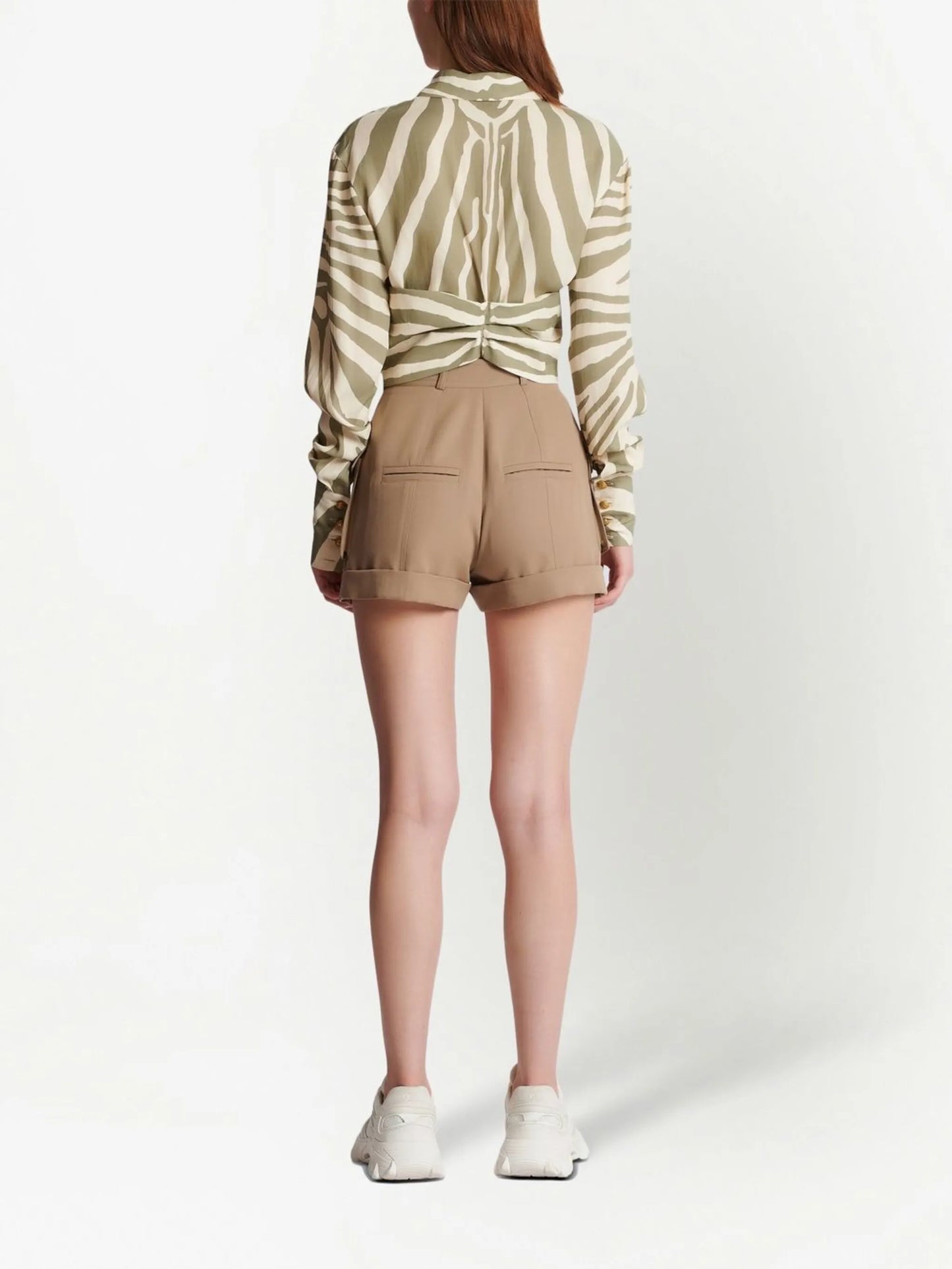 high-waisted flap-pocket shorts