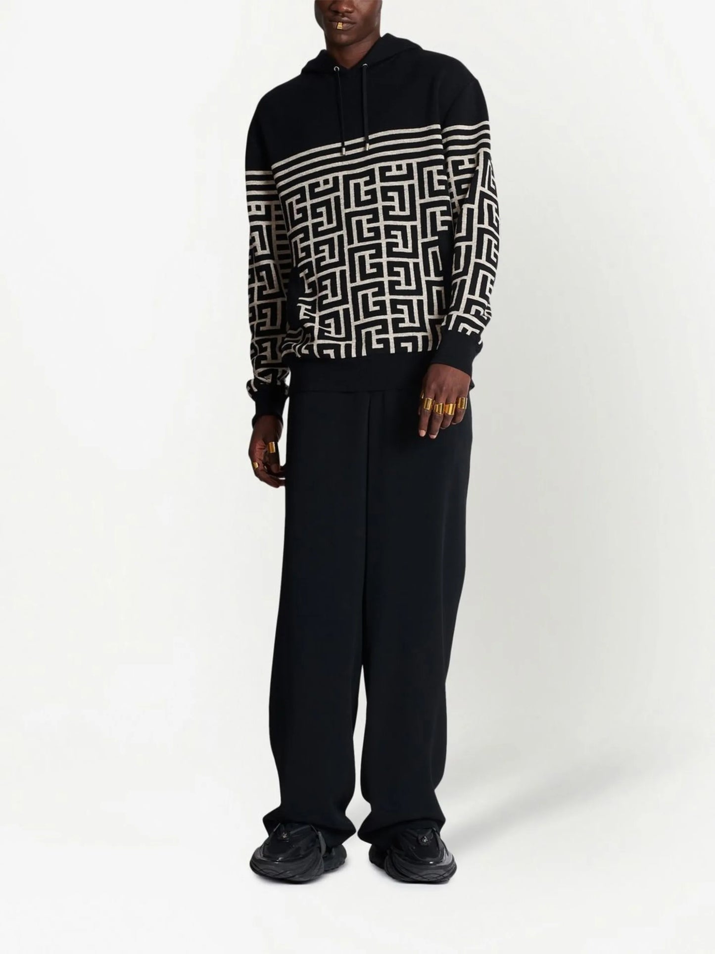 PB monogram knitted hoodie