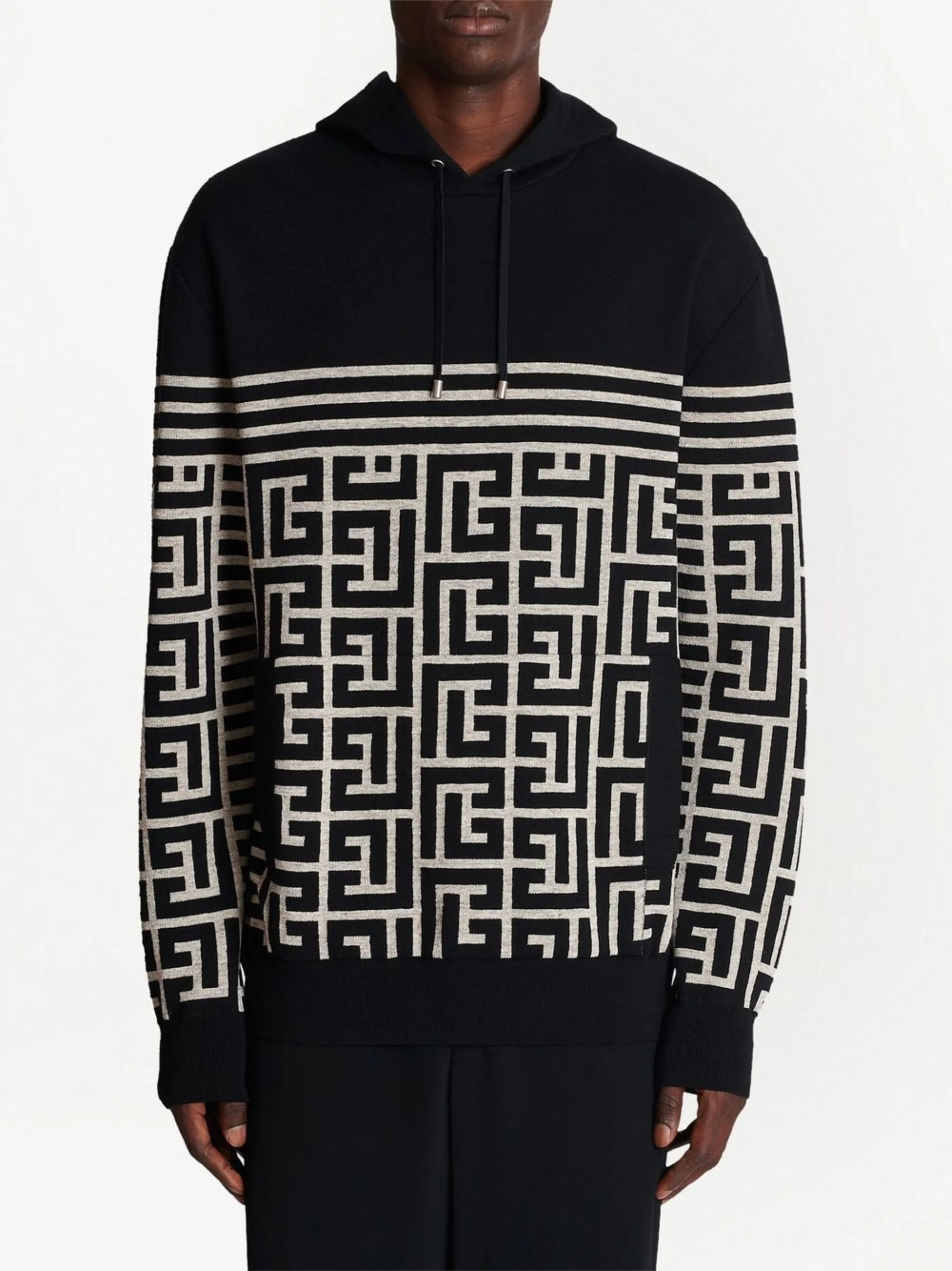PB monogram knitted hoodie