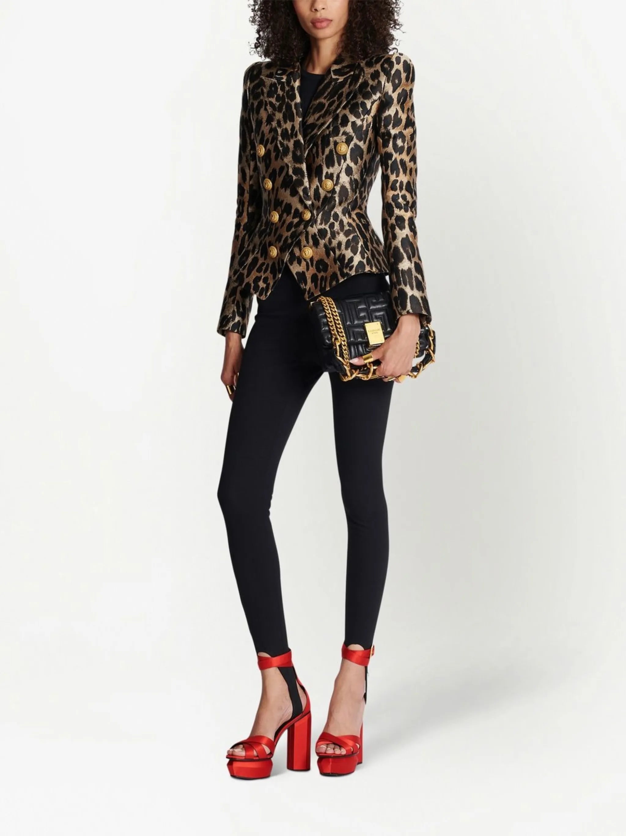 leopard-print double-breasted blazer