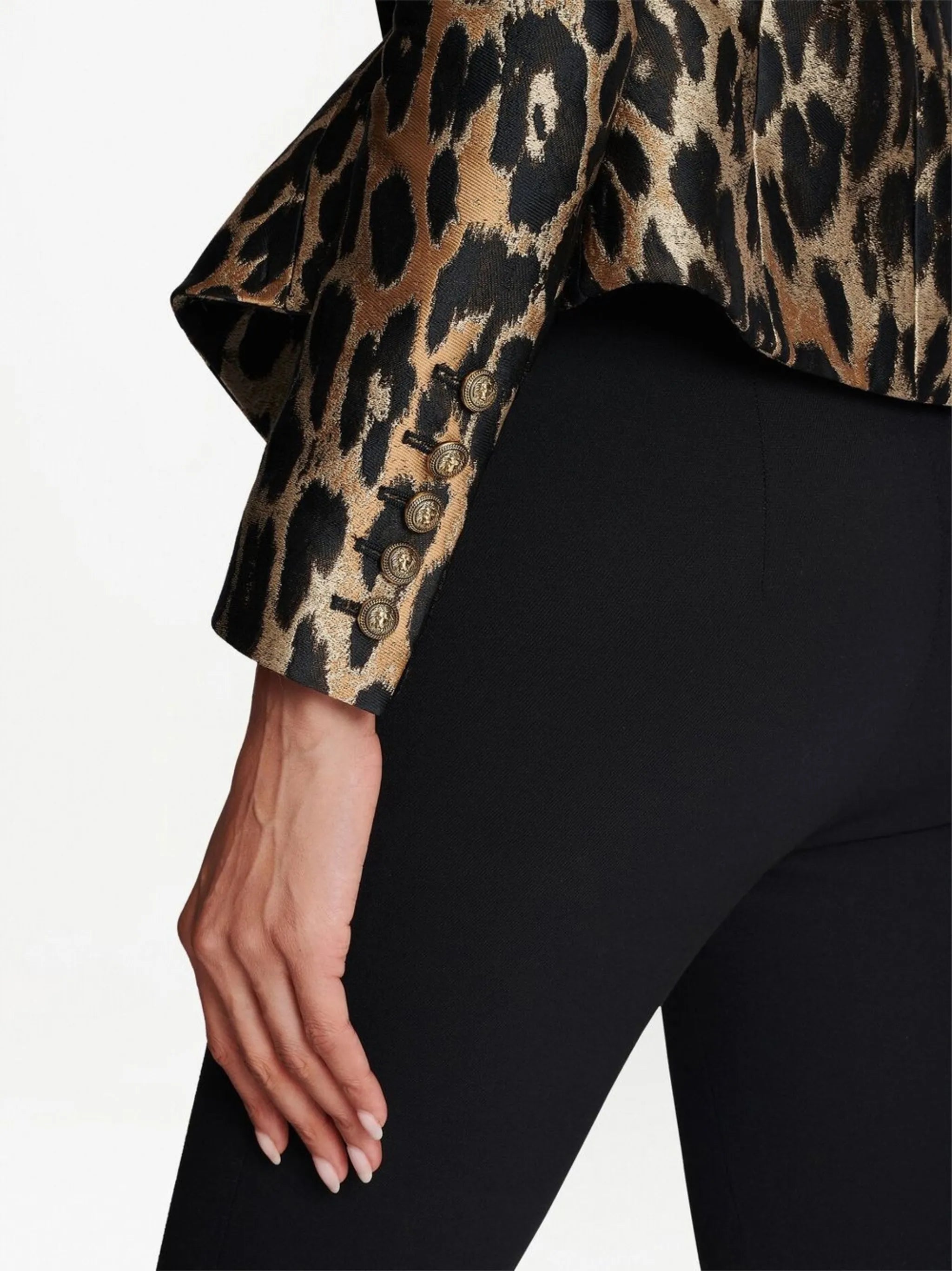 leopard-print double-breasted blazer