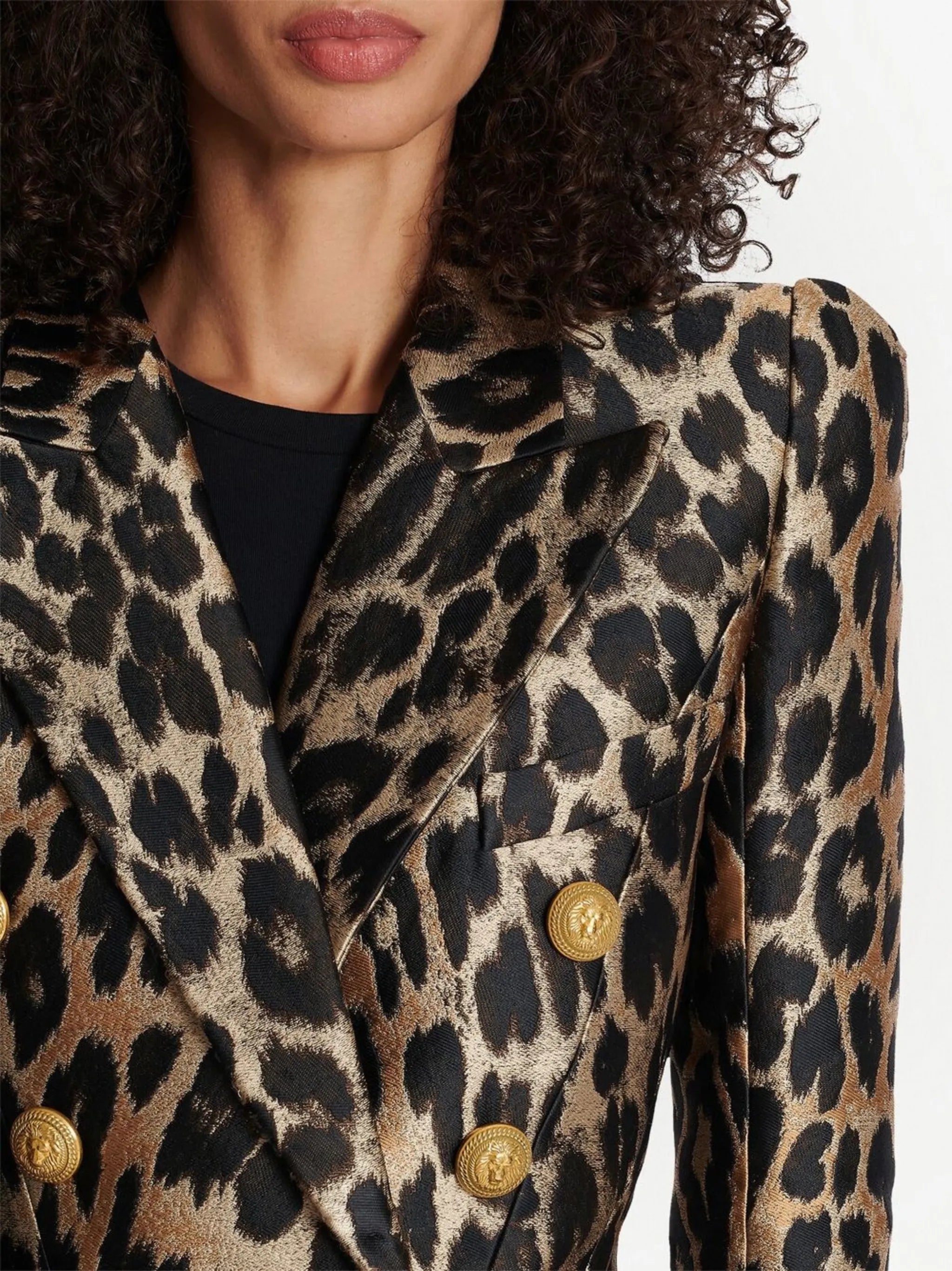 leopard-print double-breasted blazer