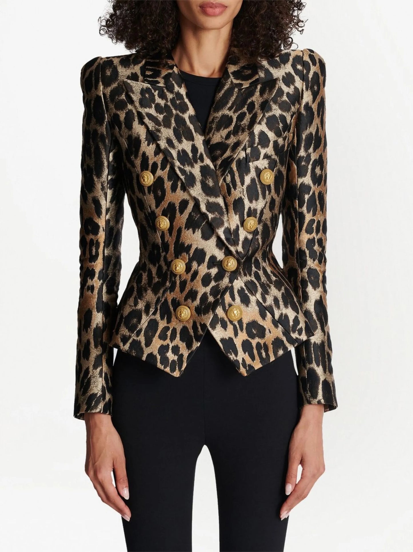 leopard-print double-breasted blazer