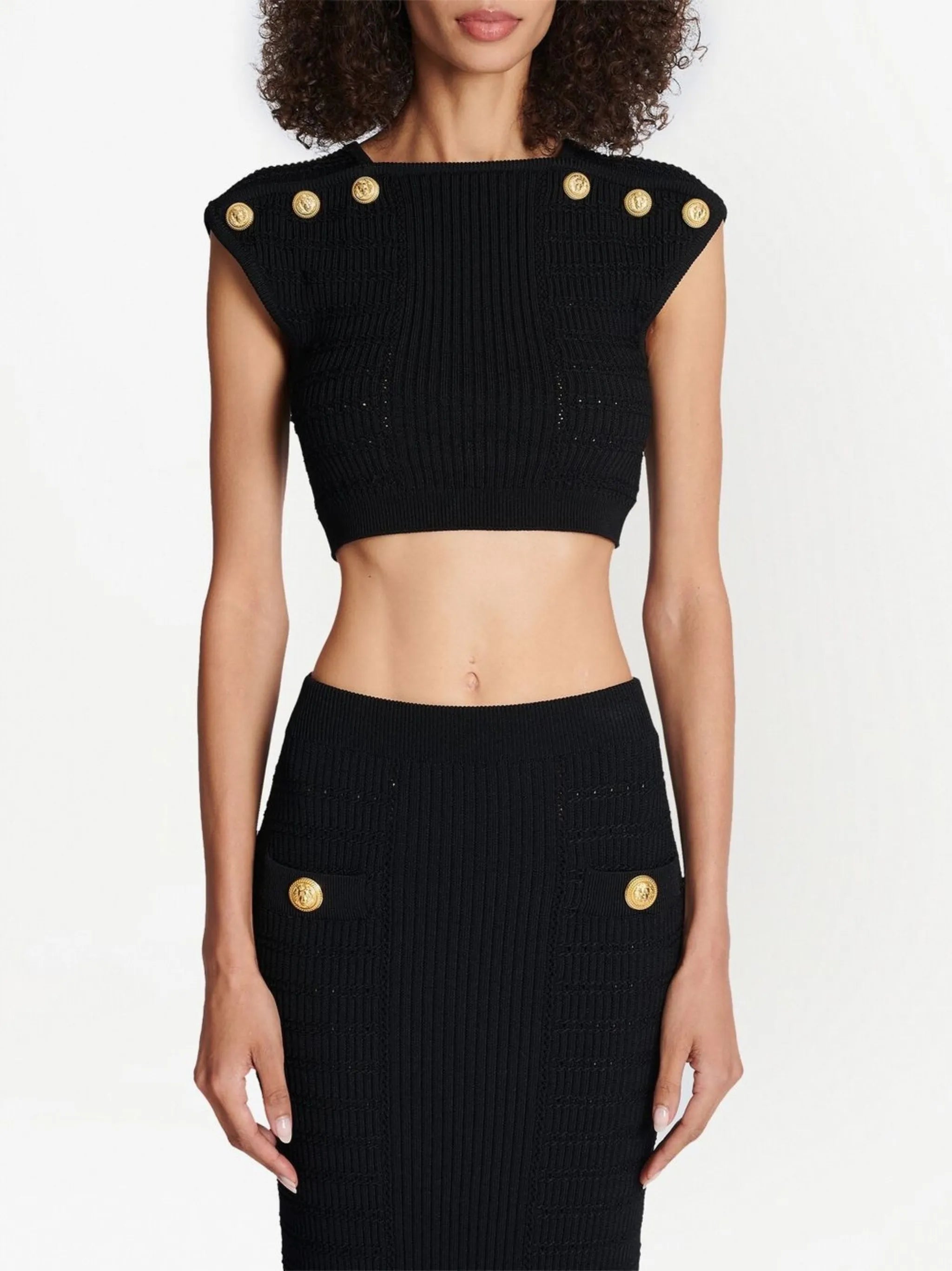 ribbed-knit cropped top