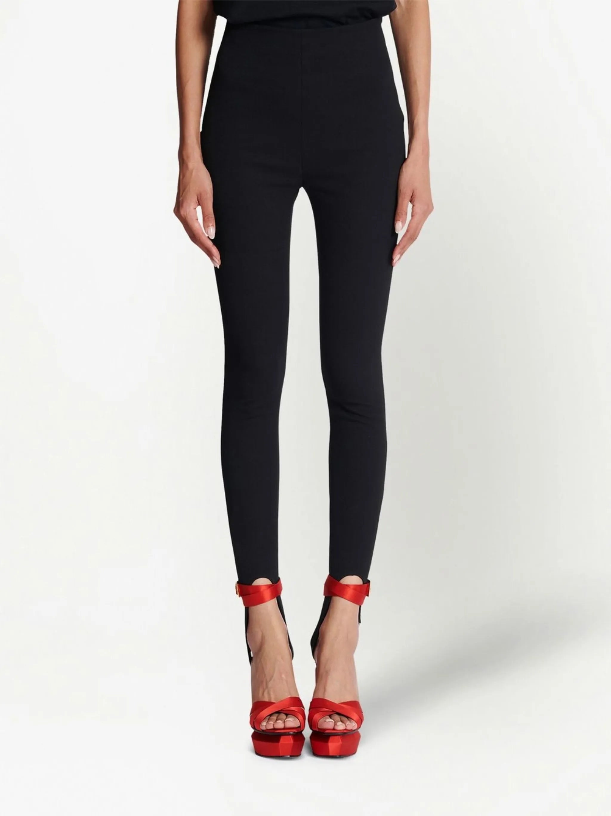 stirrup-cuffs cotton-blend leggings