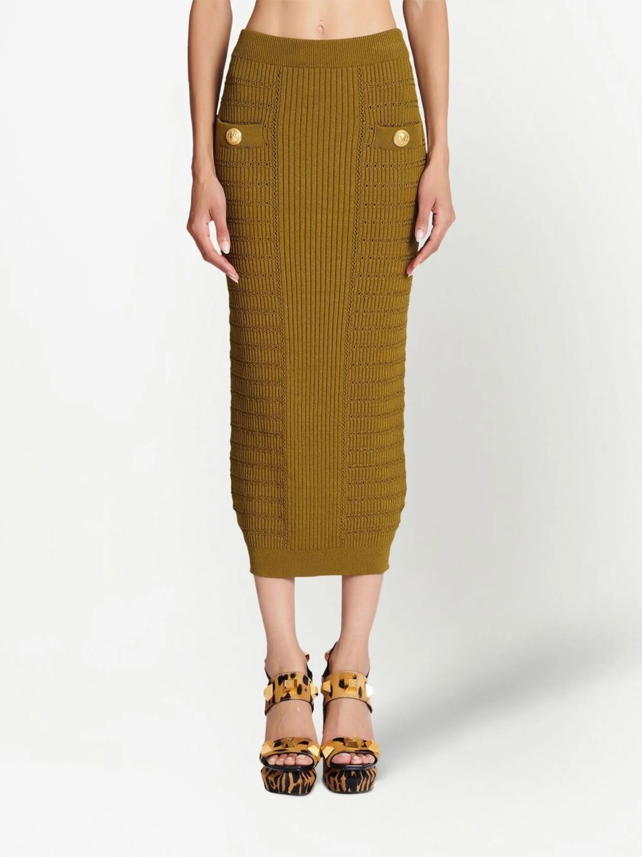 ribbed-knit pencil skirt