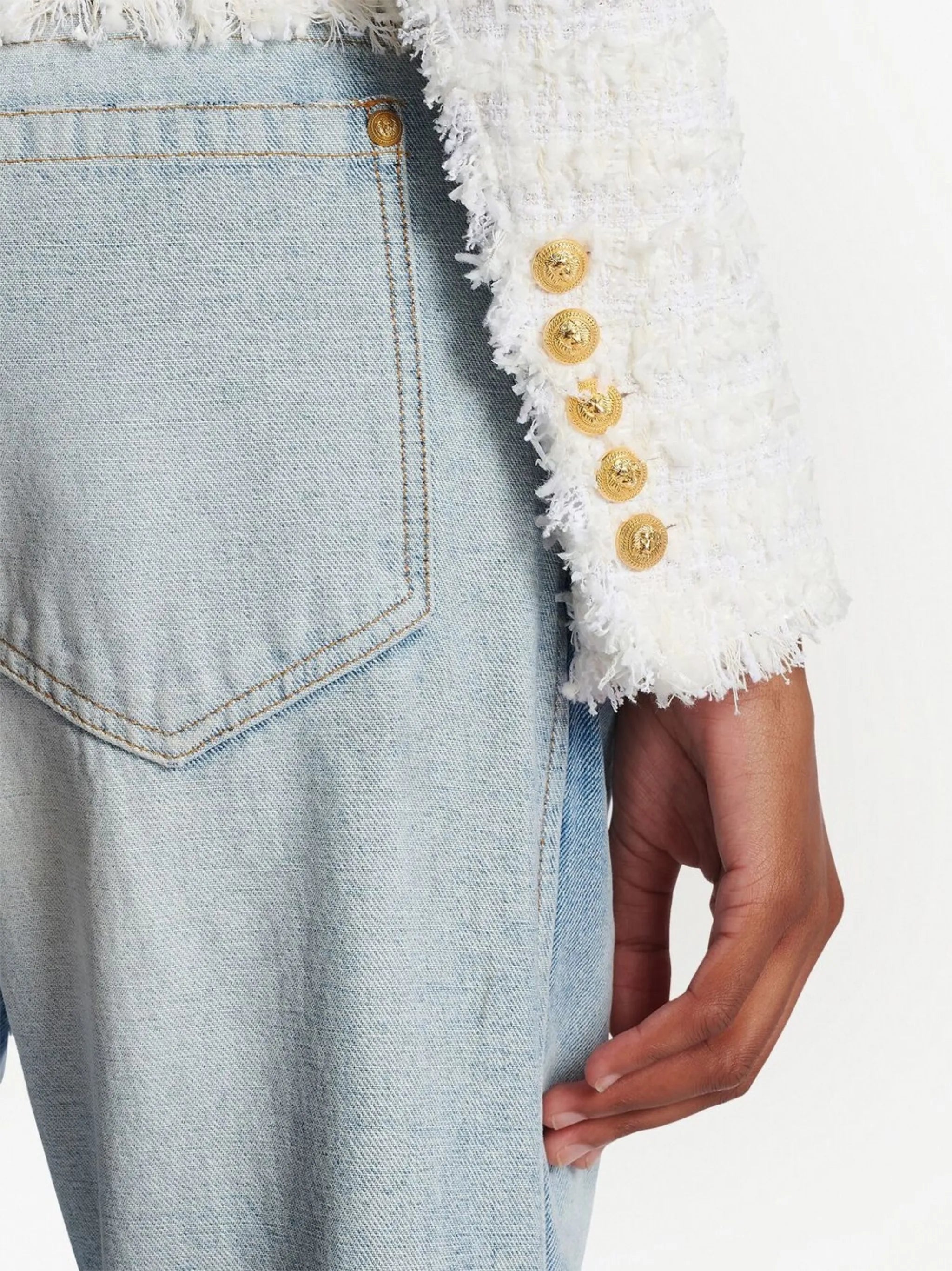 buttoned tweed jacket