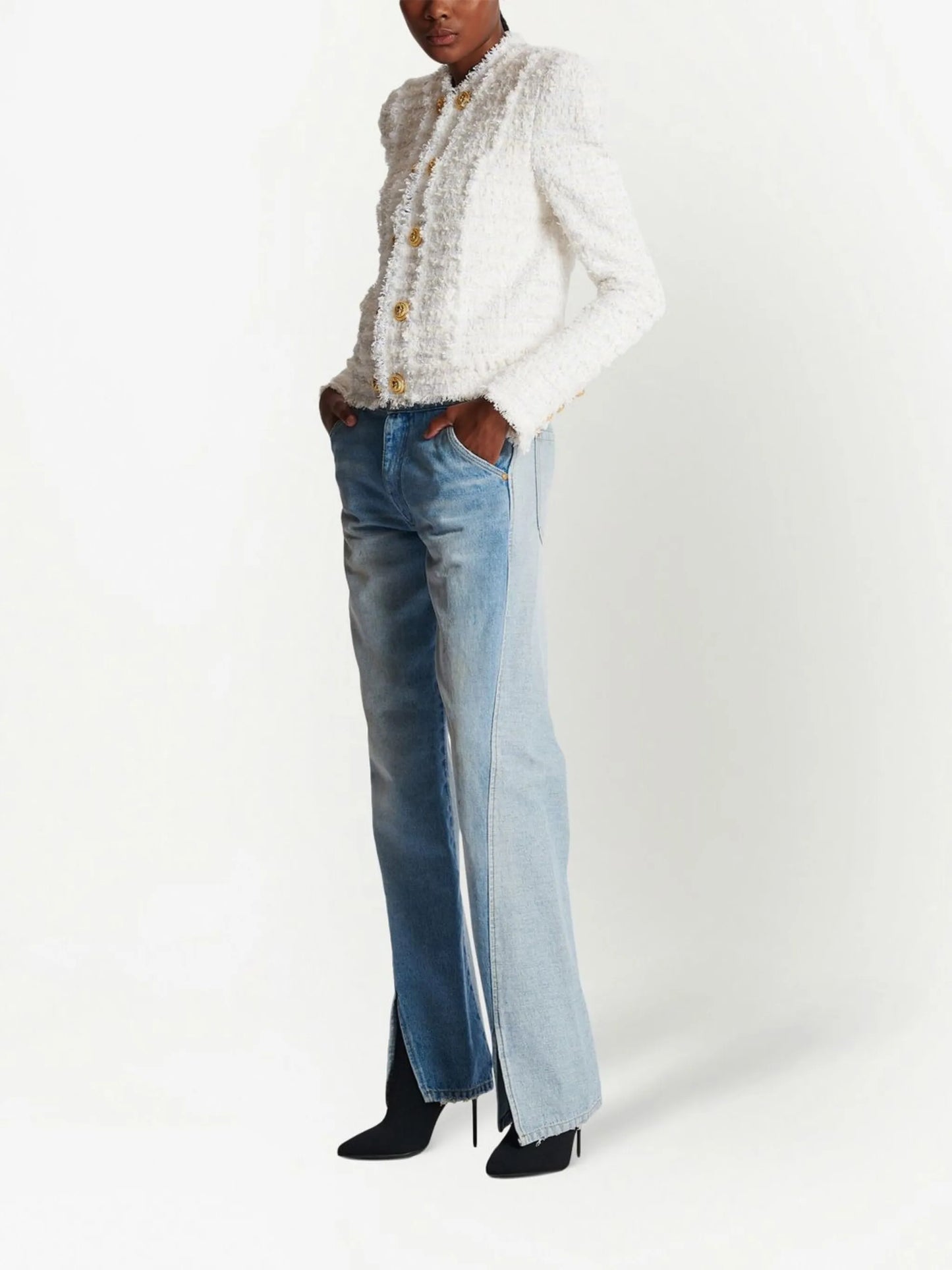 buttoned tweed jacket
