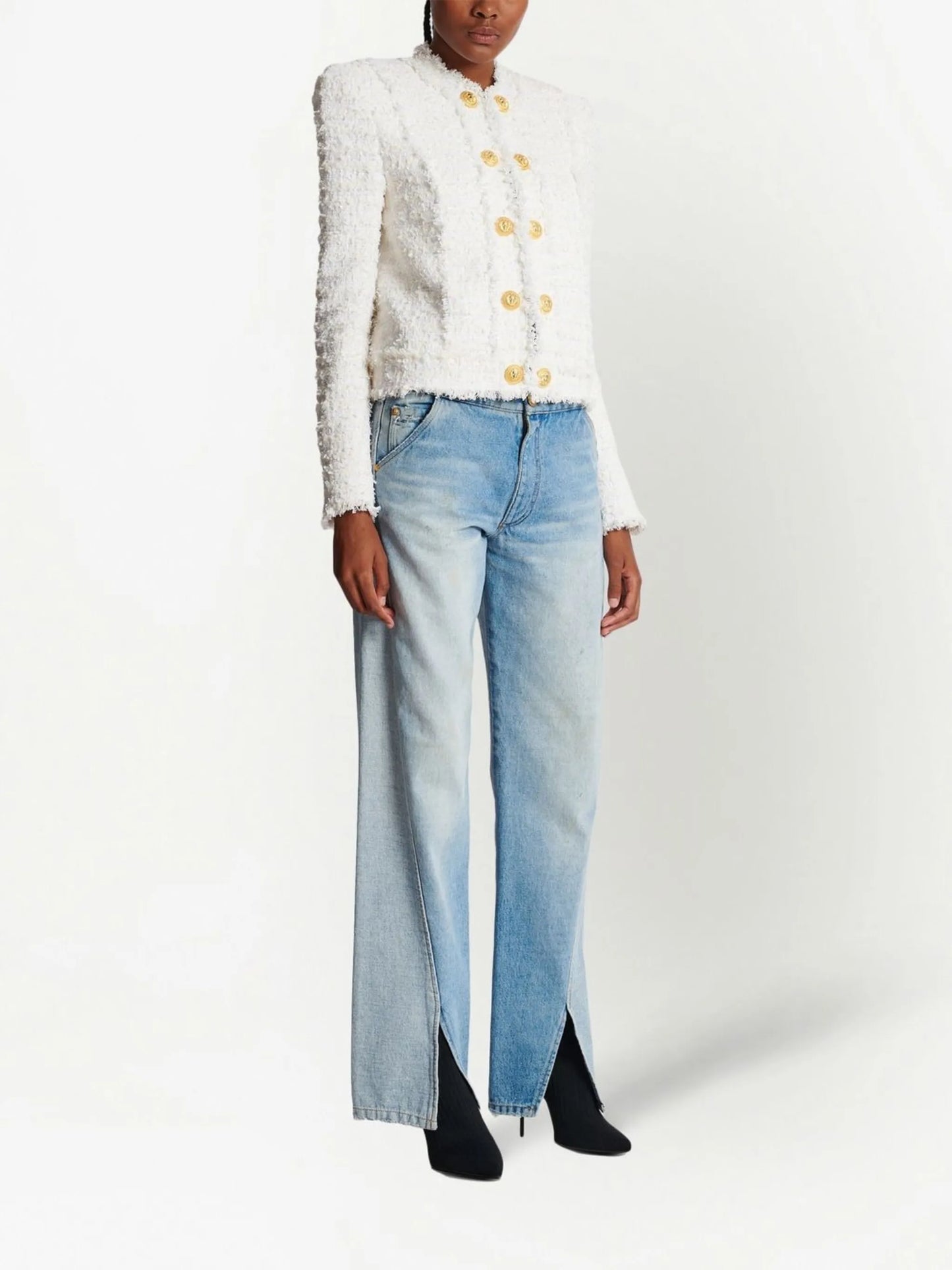 buttoned tweed jacket