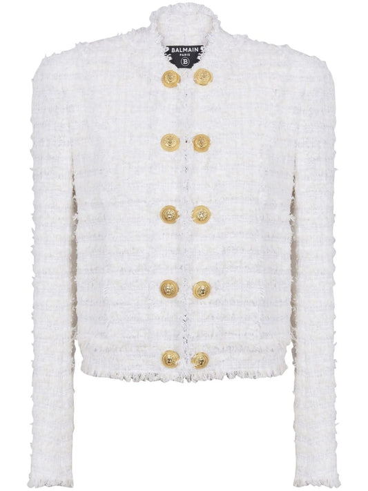buttoned tweed jacket