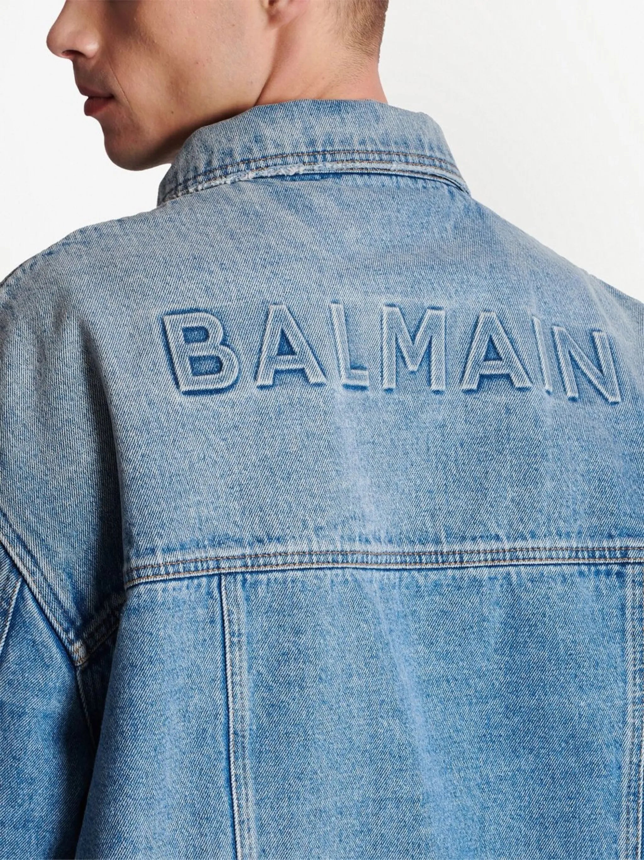 rear logo-print denim jacket
