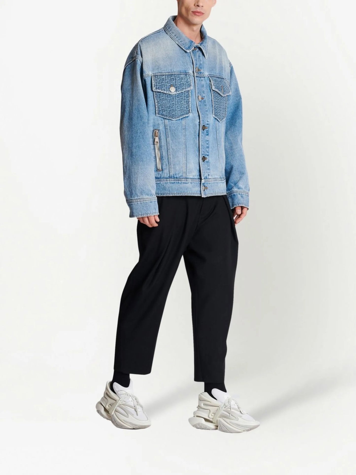rear logo-print denim jacket