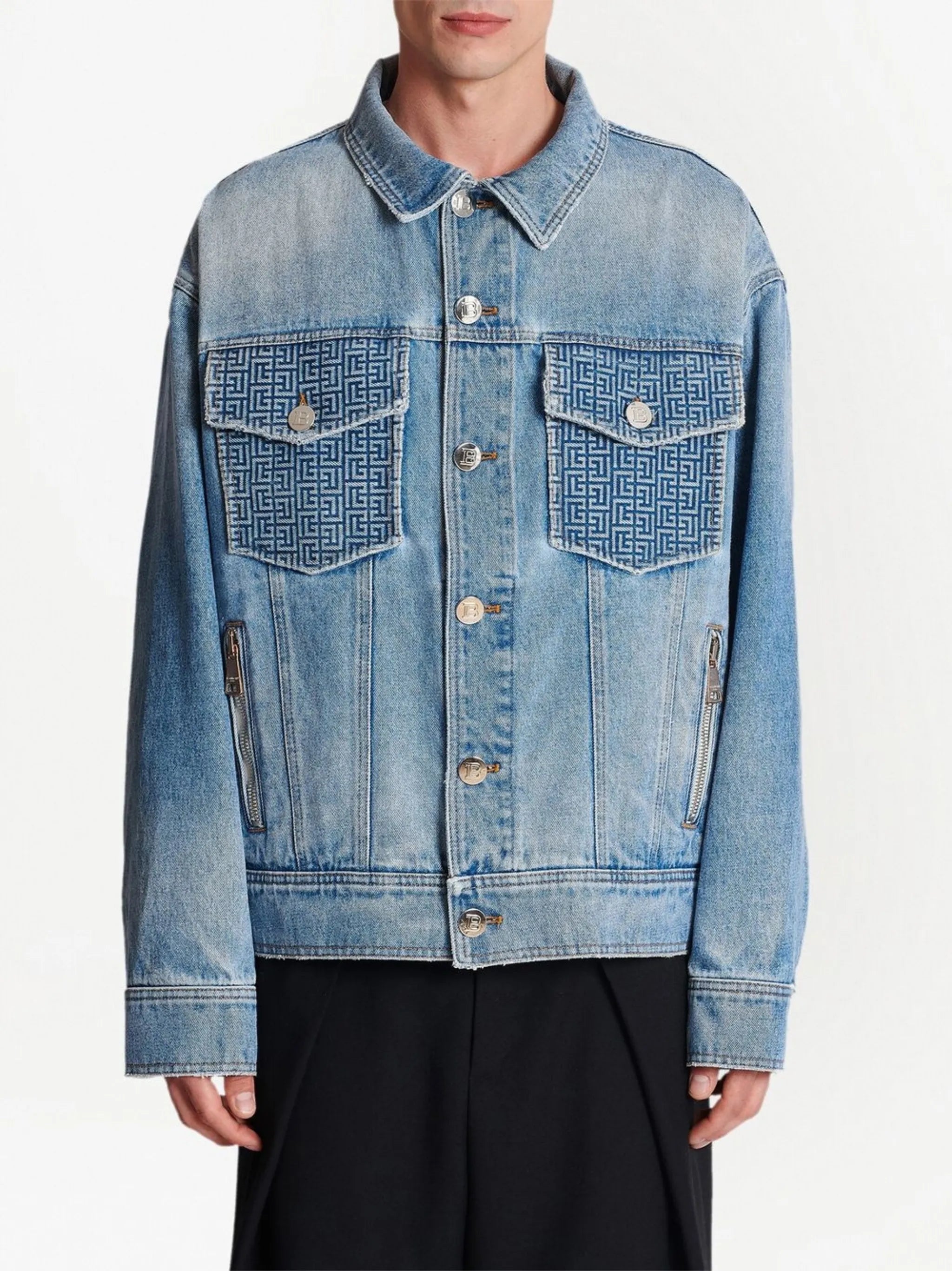 rear logo-print denim jacket