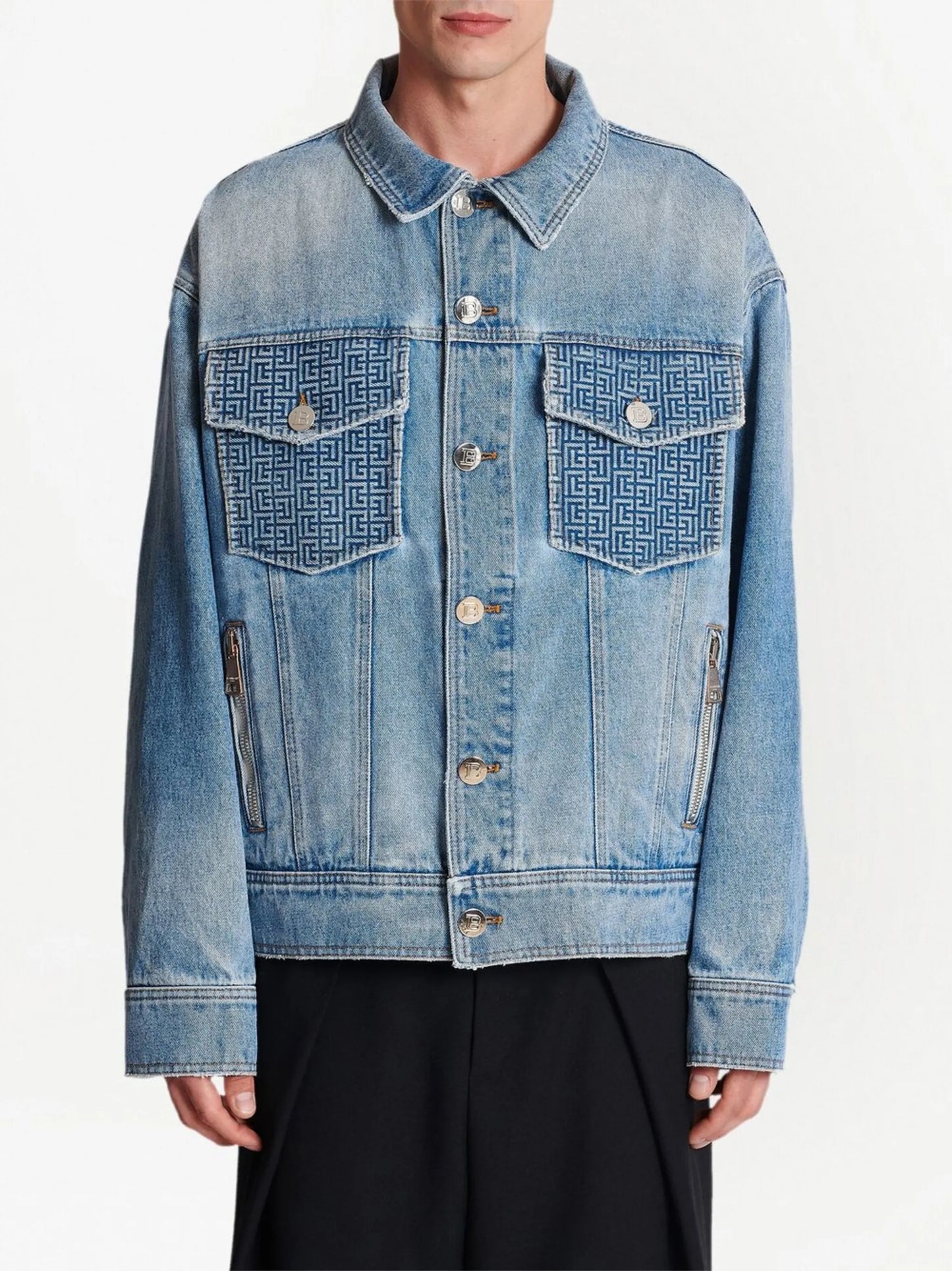 rear logo-print denim jacket