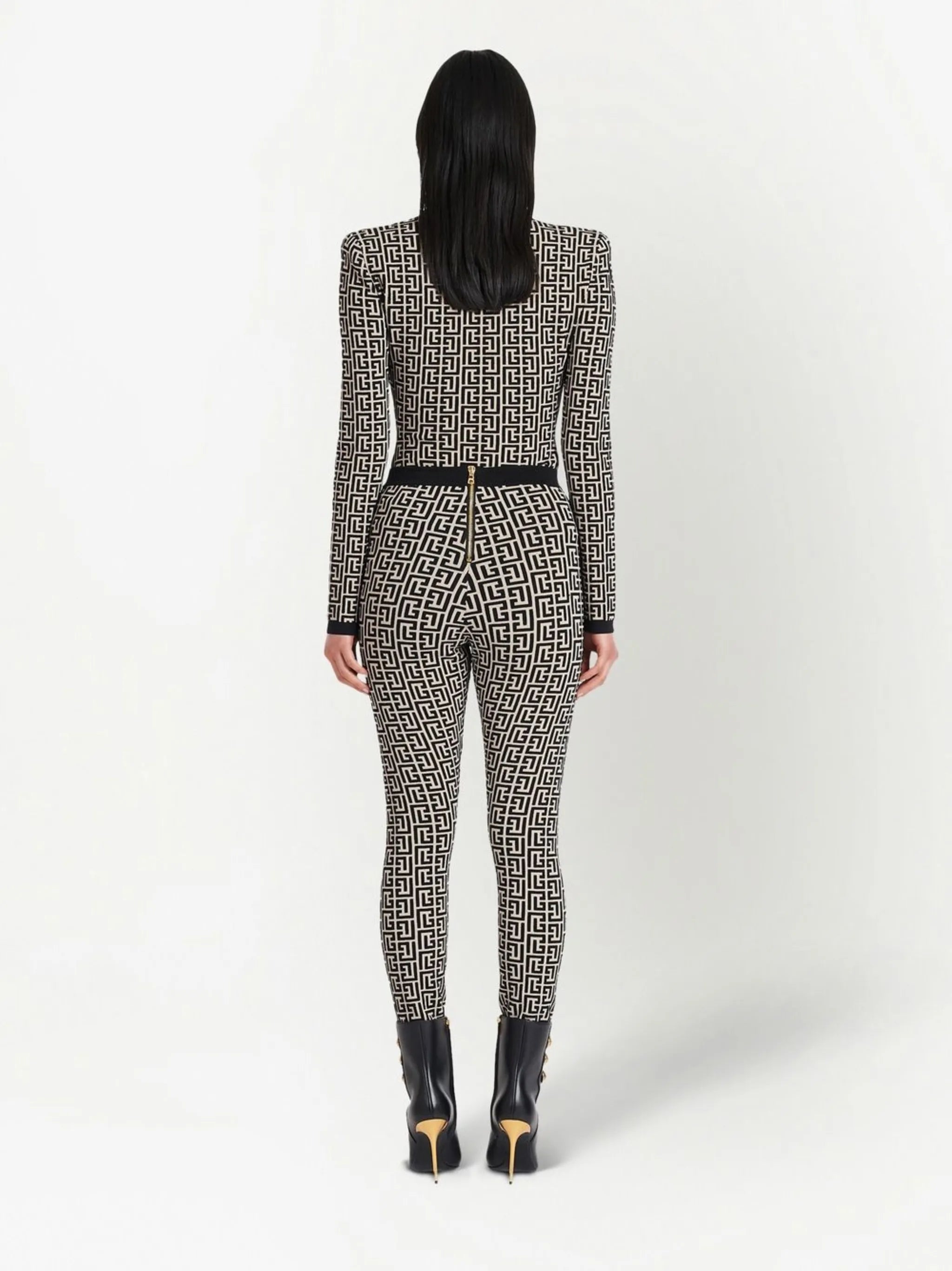 monogram-print high-waisted leggings
