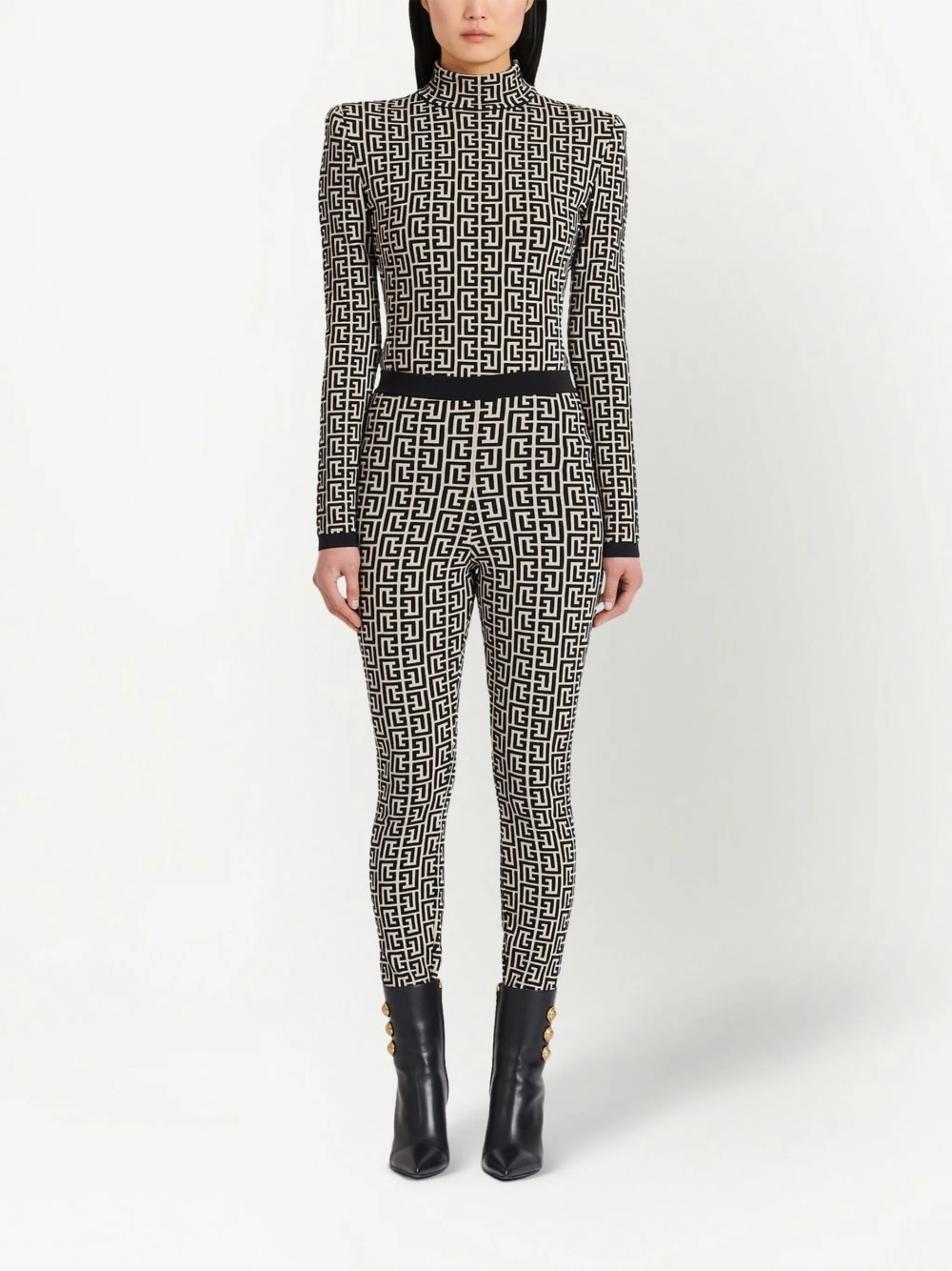 monogram-print high-waisted leggings
