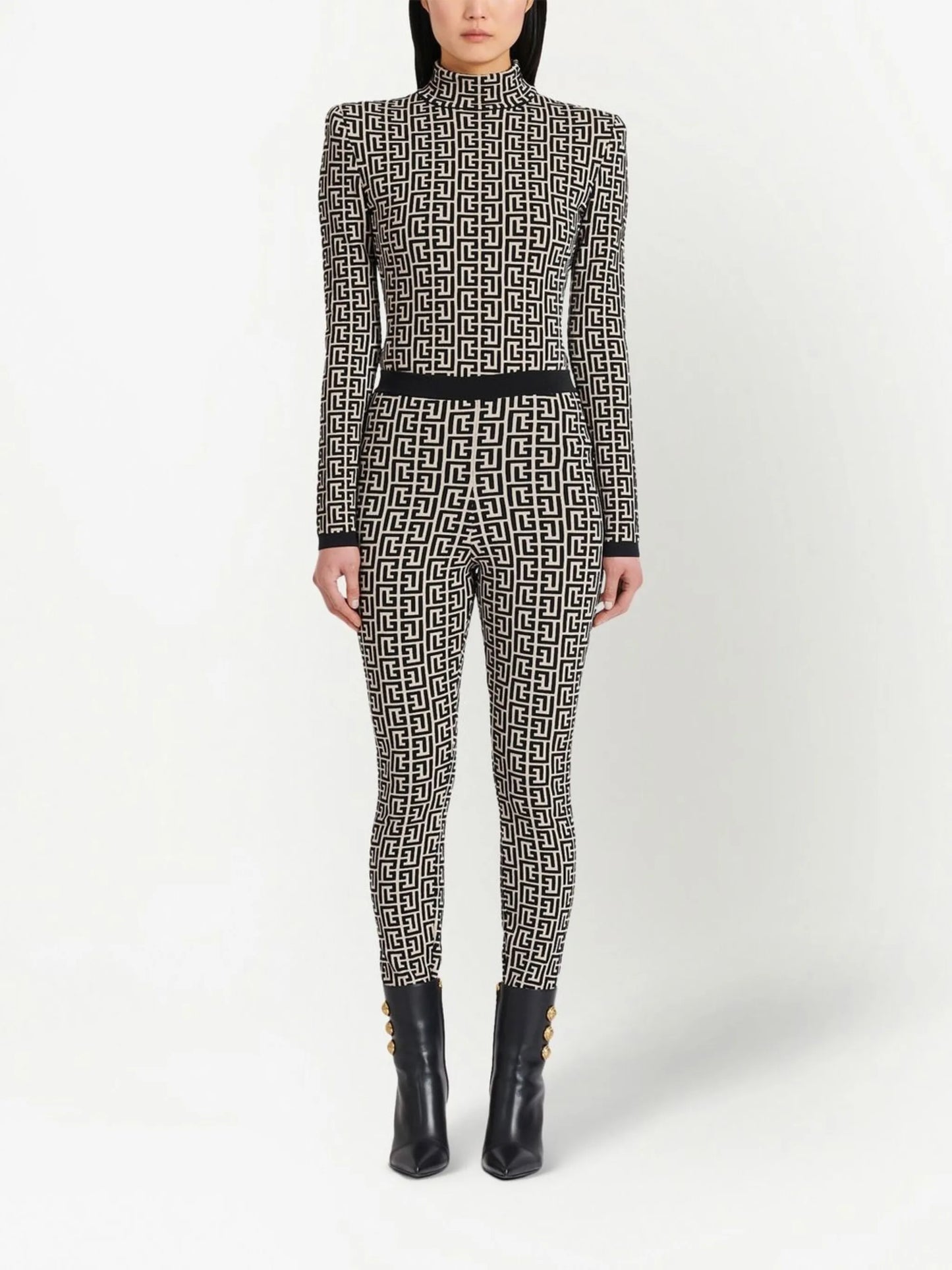 monogram-print high-waisted leggings